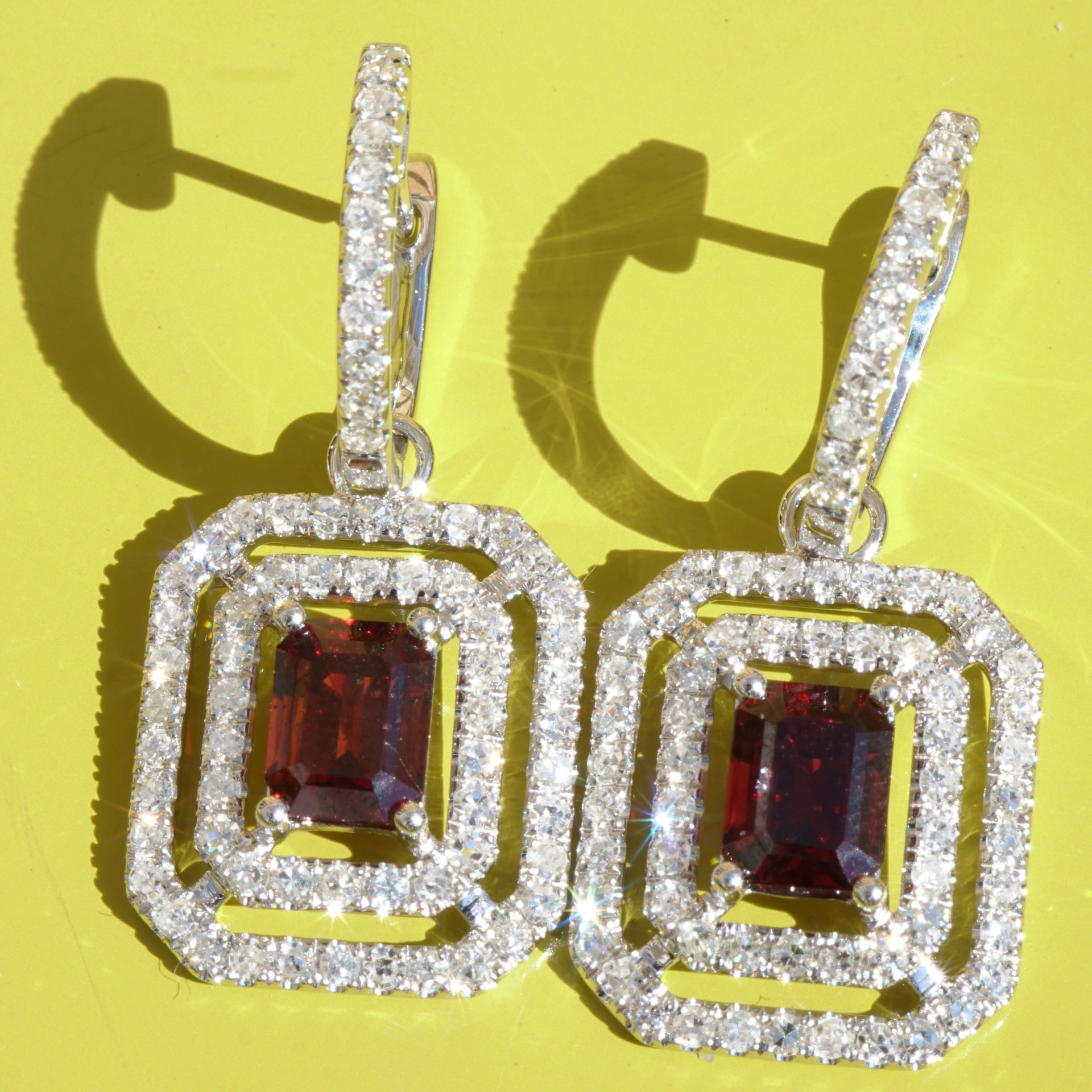 Spinel Diamond Earrings from Burma...a Temptation...rare red Spinell
