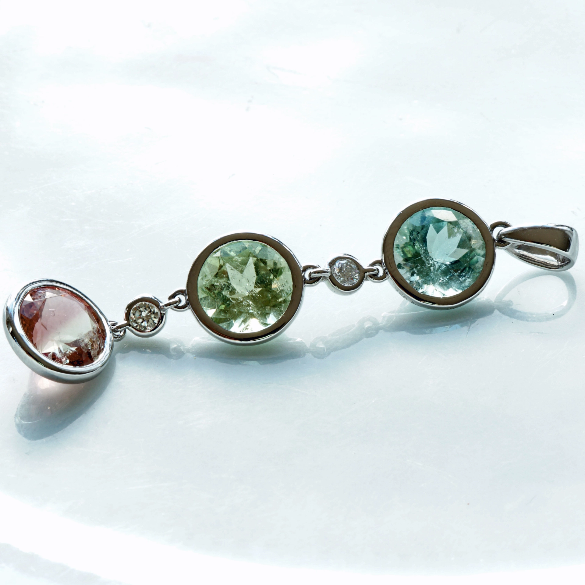 Turmalin Diamond Pendant in its greatest natural Pastel Colors
