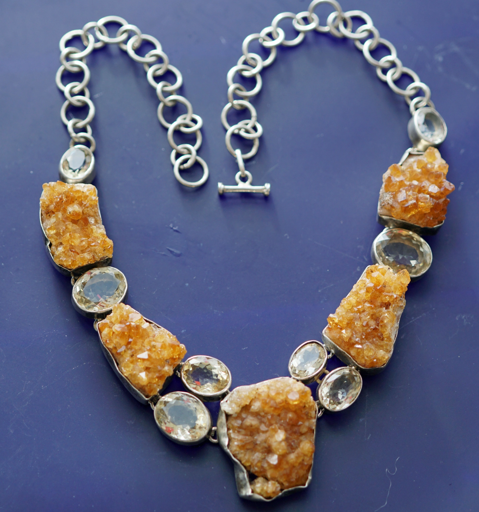 Citrine Chrystell Necklace 925 Silver......unusual Idea.....all handmade