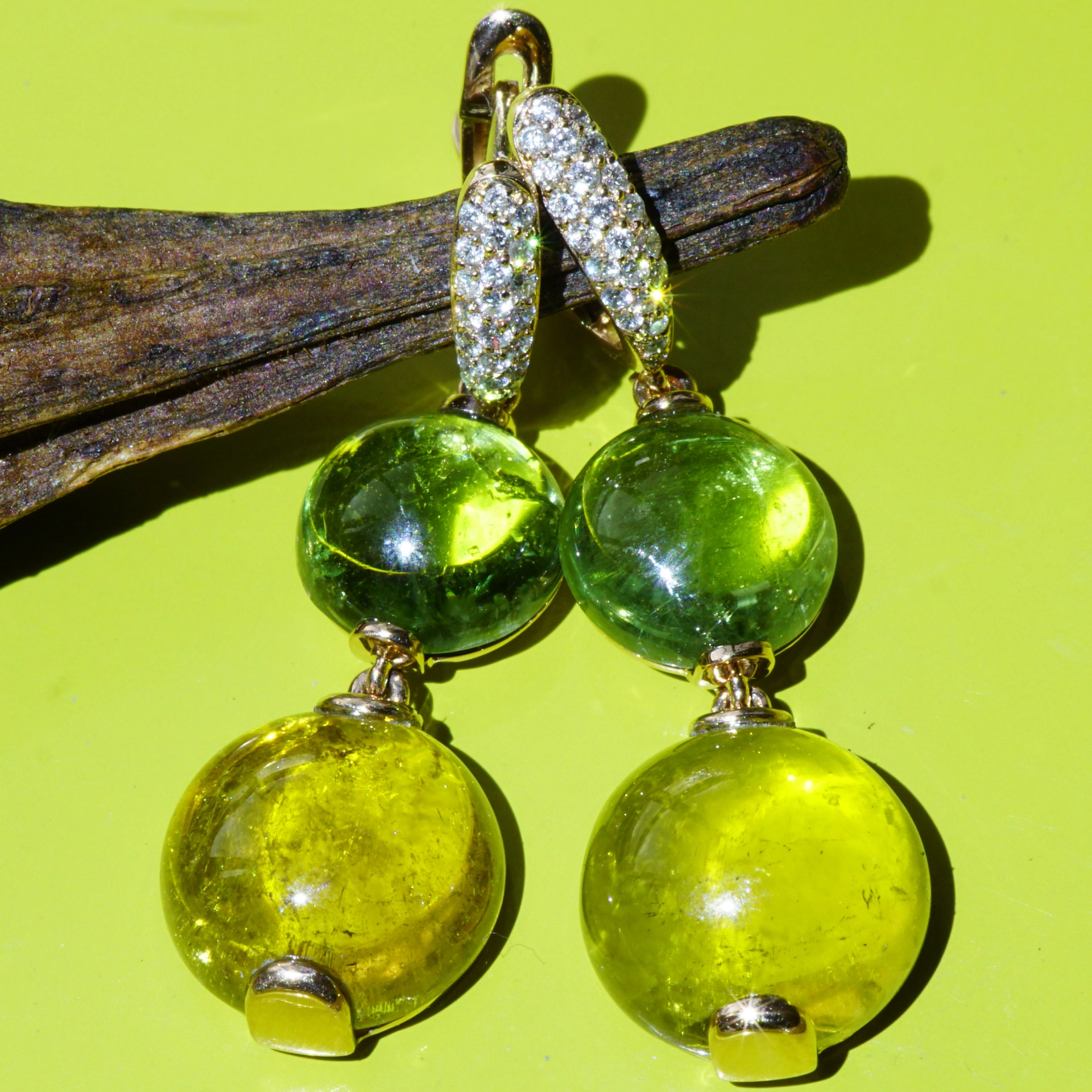 Mint Green and Olive Yellow Tourmaline Earrings....marvellous