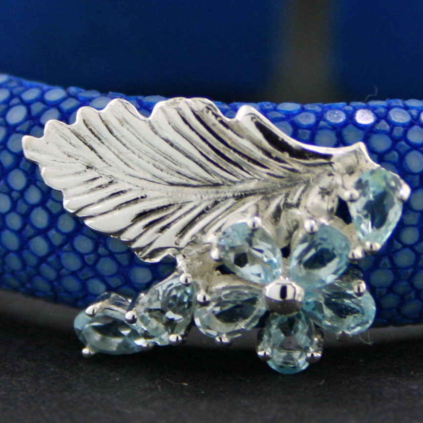 Topas-Rochenleder-Armreif, 925/-Silber