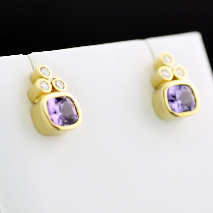 Farbenjäger Kollektion*Iris blue*Spinell Brillant Ohrstecker 585er Gold total 2.49ct
