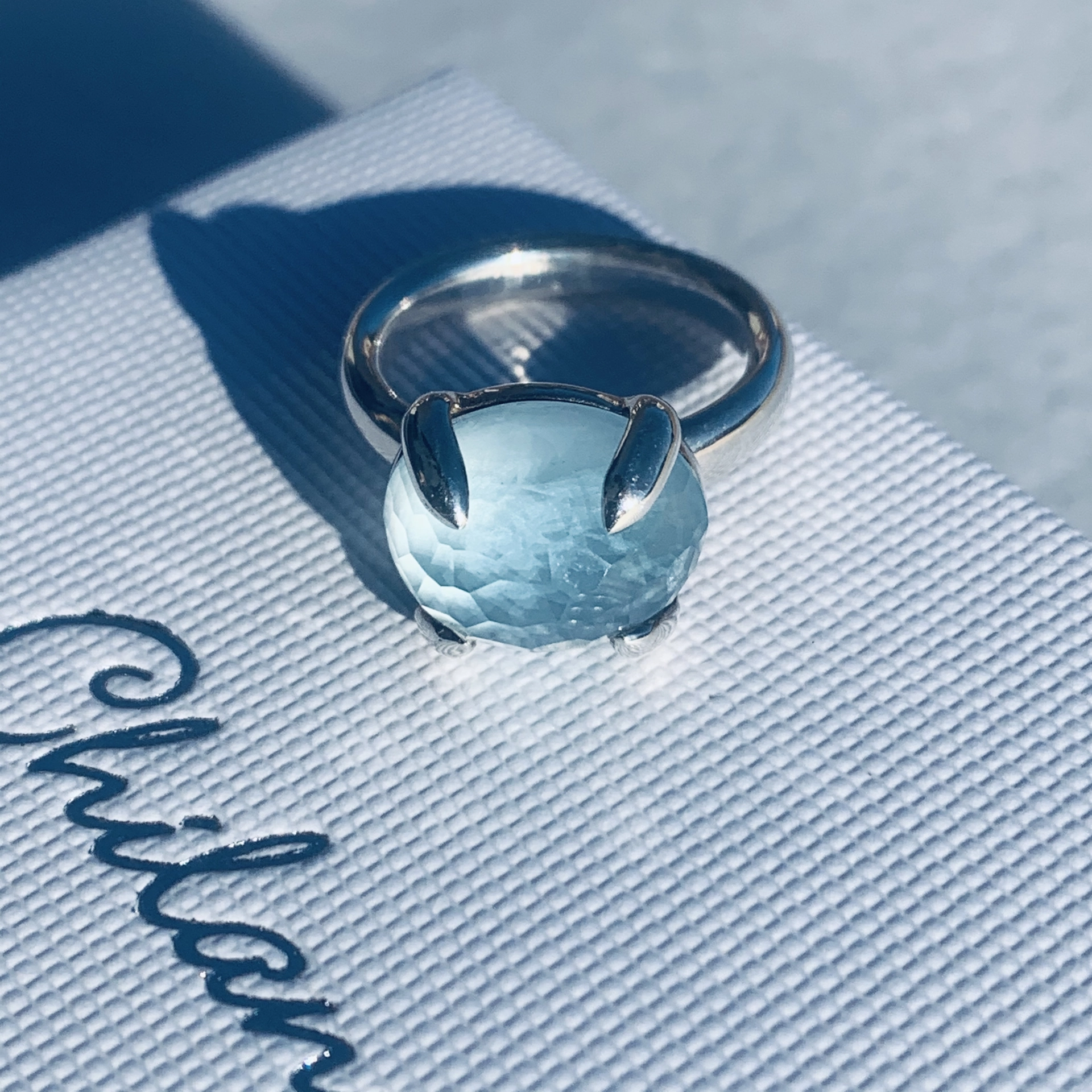 CHILANGO RING Blue Topaz bombastisch 925er Silber neu mit orig. Etui massiv