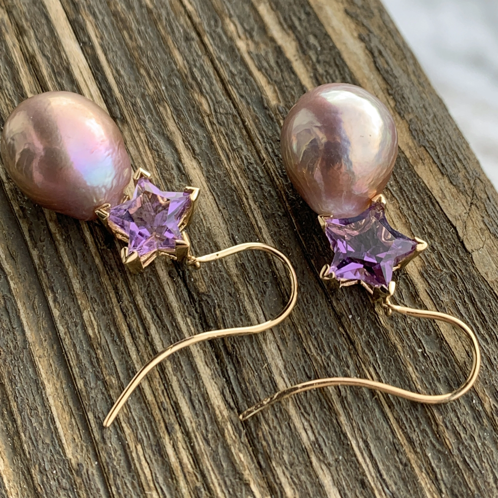 Amethyst Zuchtperl Ohrhänger Lüster top 750er Rosegold ... be my star