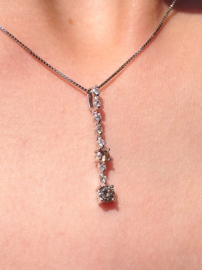 Zweifarbiger-Brillant-Anhänger mit Kette-0.50 ct-750er-Weißgold