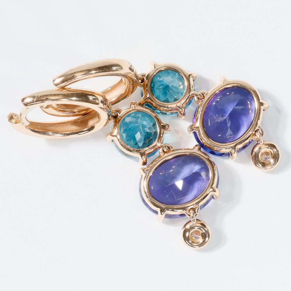 Tanzanite Zircon Brilliant Drop Earrings 750 Rose Gold... Bang colours 6.71 ct 4.84 ct 0.09 ct