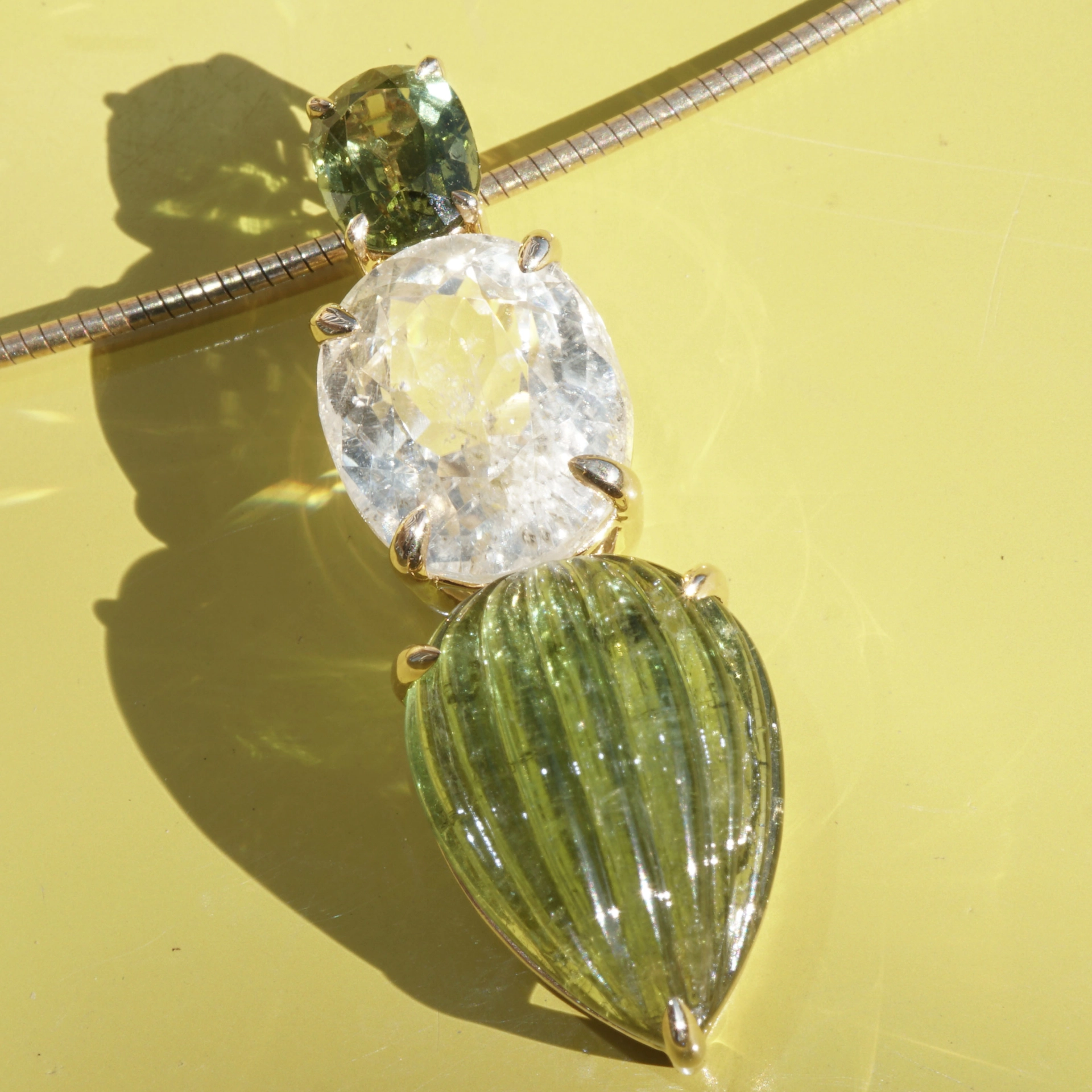 Tourmalin Pendant 18 kt Yellow Gold....to fall in love with the Color Green