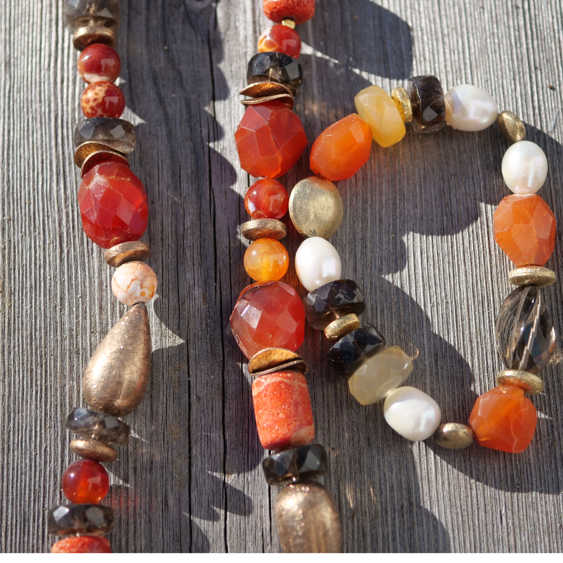 Carnelian Necklace, Bracelet and Earrings individually composed great color