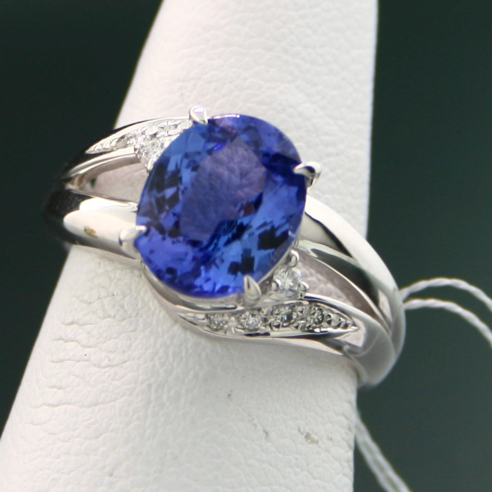 Tansanit-Brillant-Ring, 750/-WG/-18 kt.