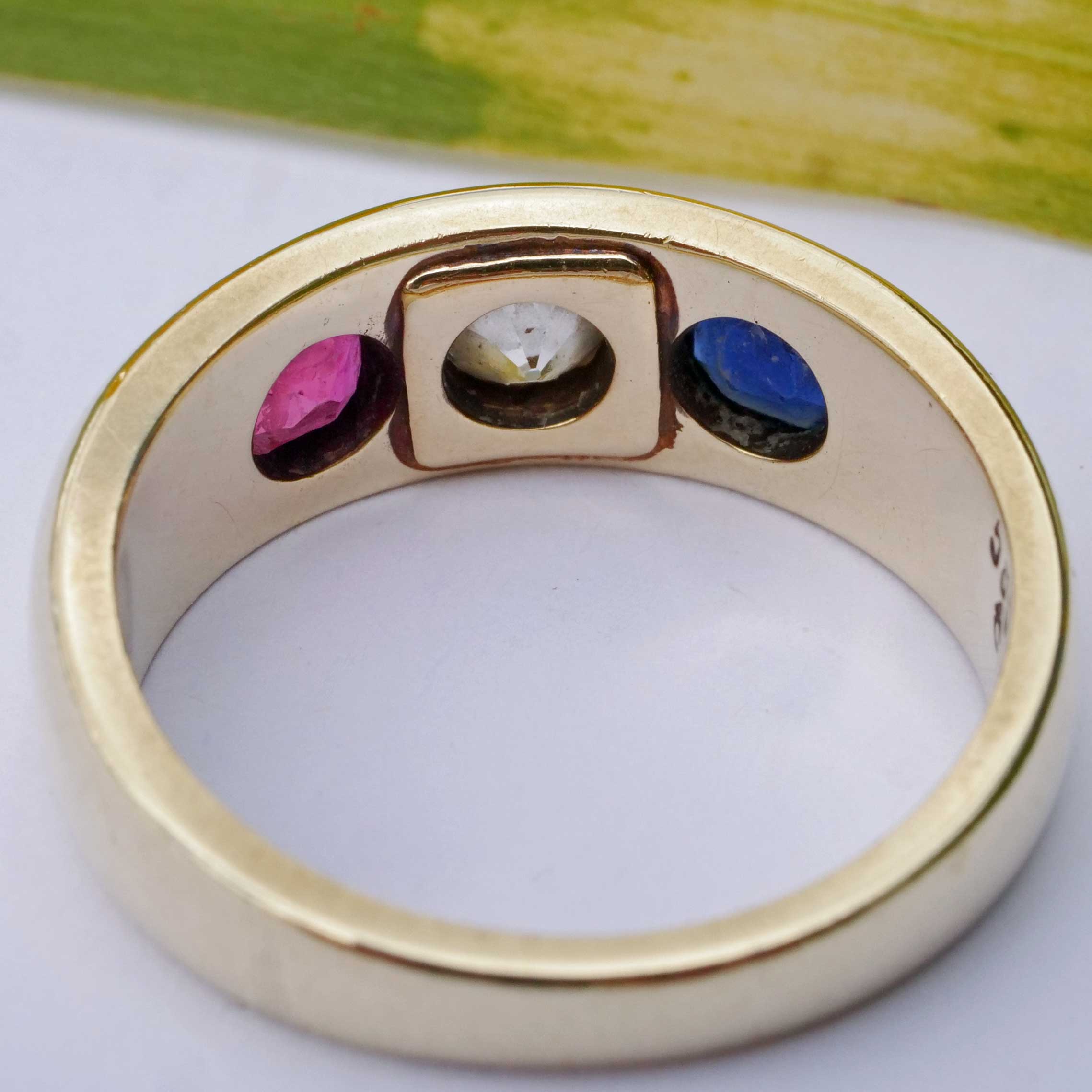 Sapphire Ruby Old Cut Brilliant Band Ring 585 Yellow Gold... beautiful gemstone qualities polished
