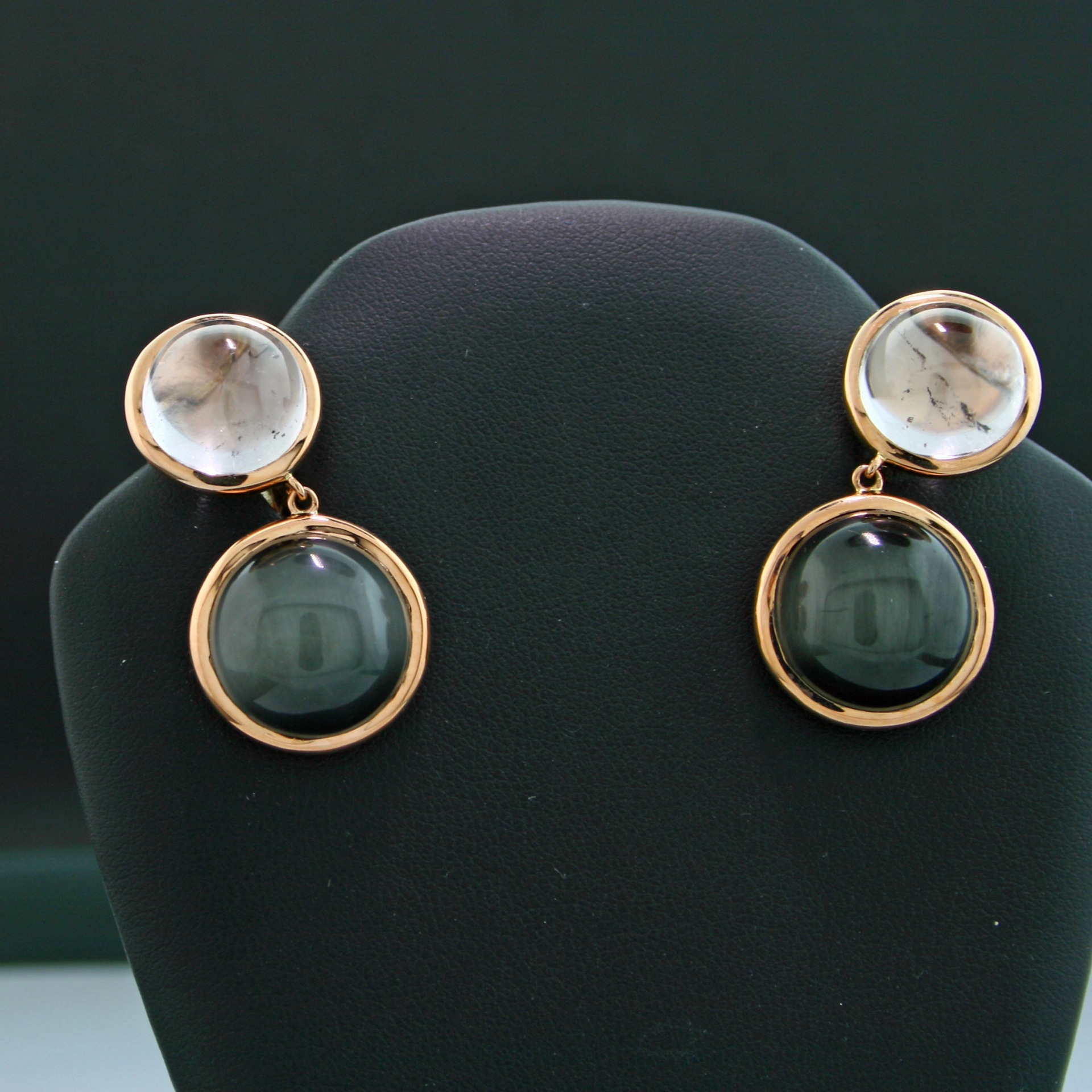 Kunzit-Quarz-Ohrstecker mit Clip, 750er-Gold, Rosegold