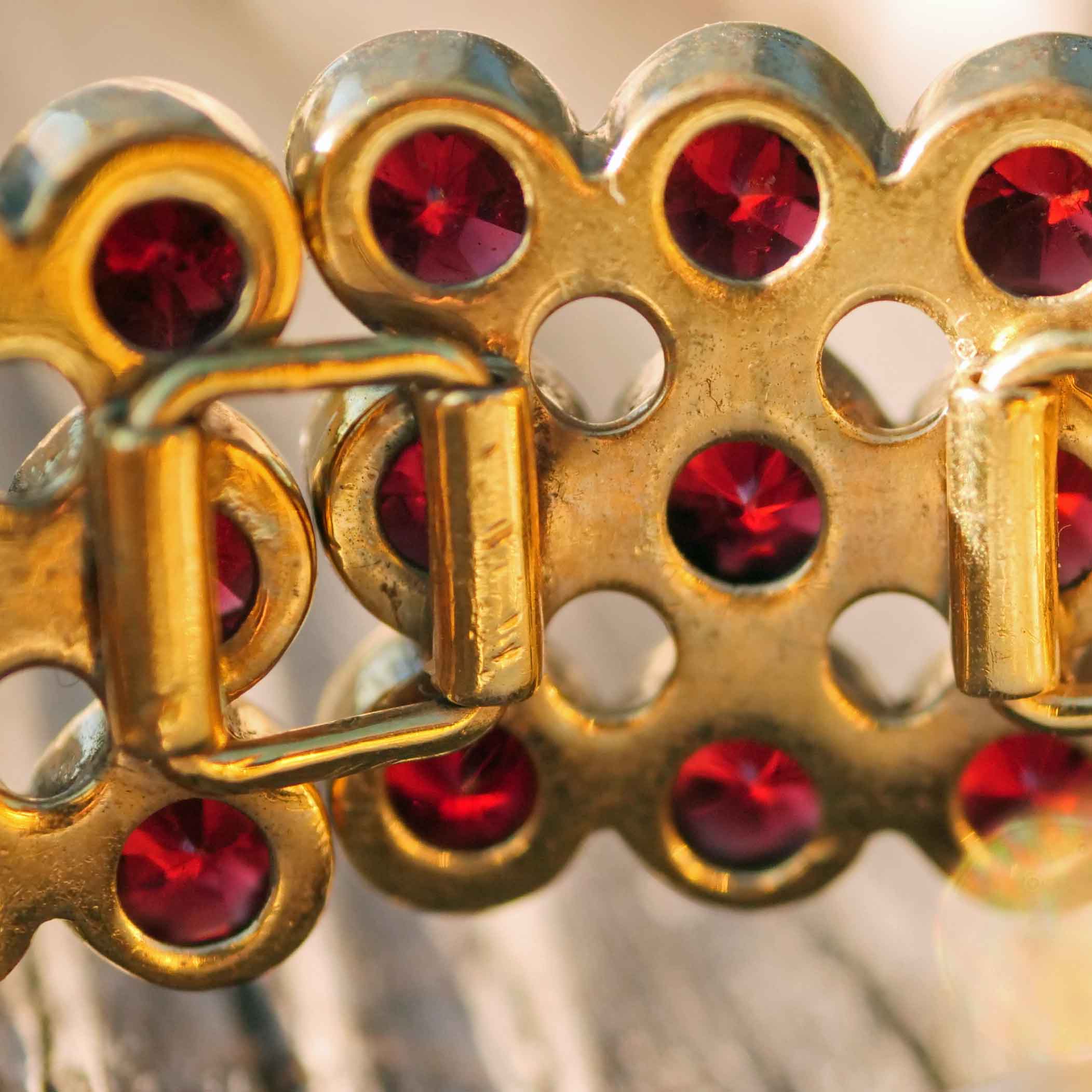 Bohemian Garnet Bracelet Silver goldplated 1900 hallmarked RF