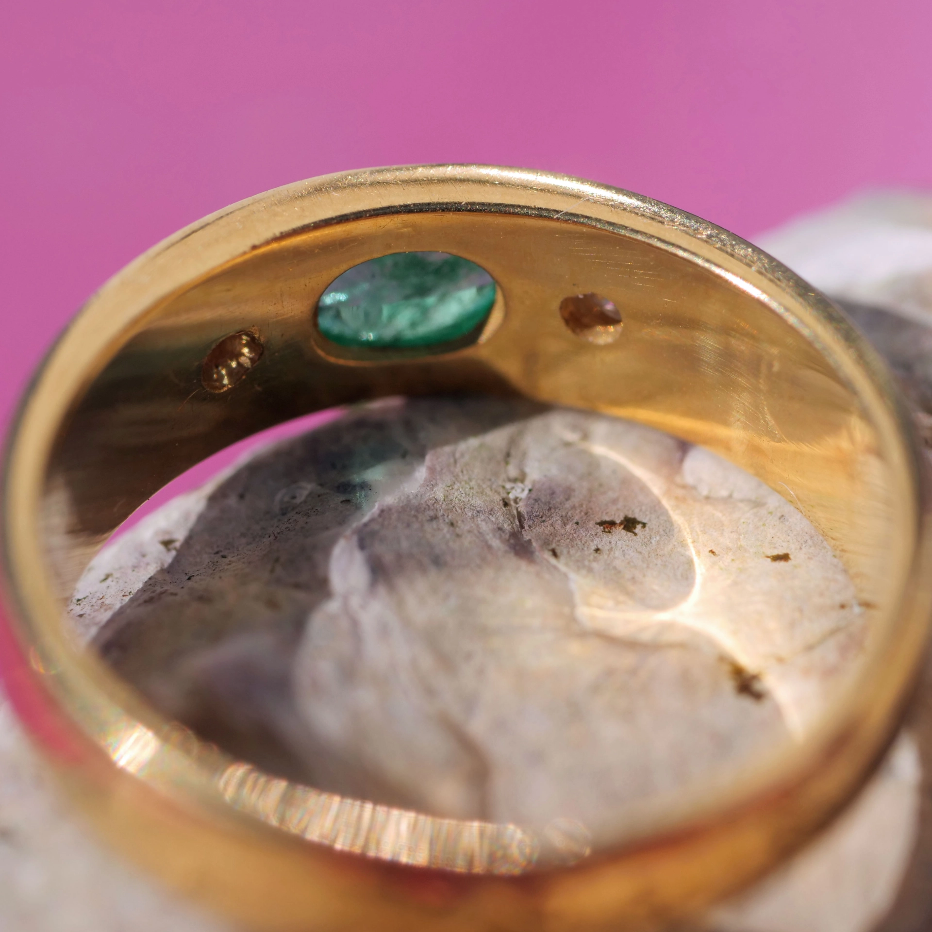 Emerald Saphire Ruby Brilliant Rings 18 kt Yellow Gold new and handmade