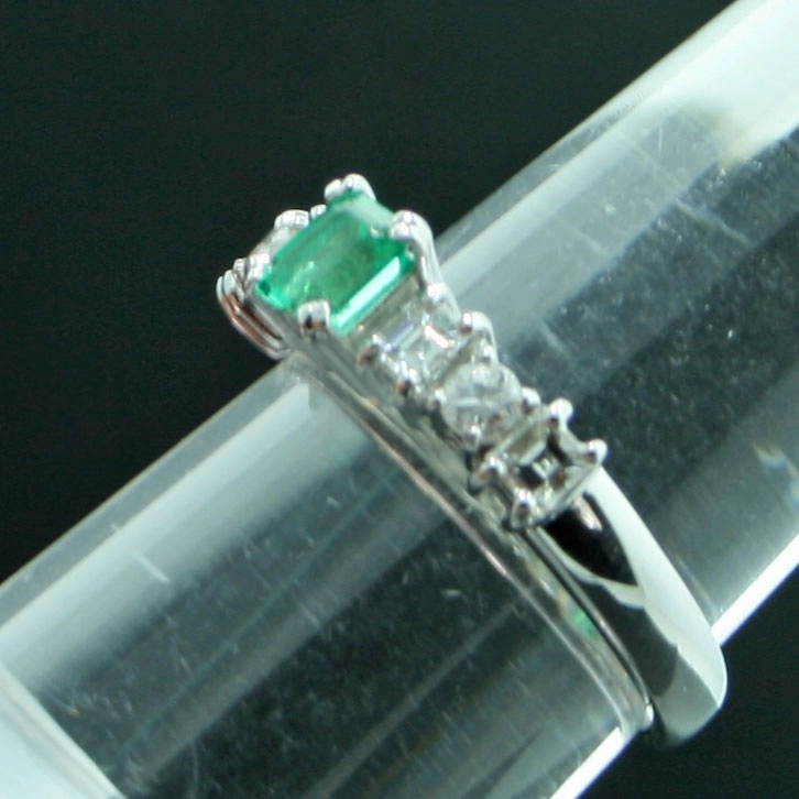 Smaragd-Brillant-Ring, 900er-Platin