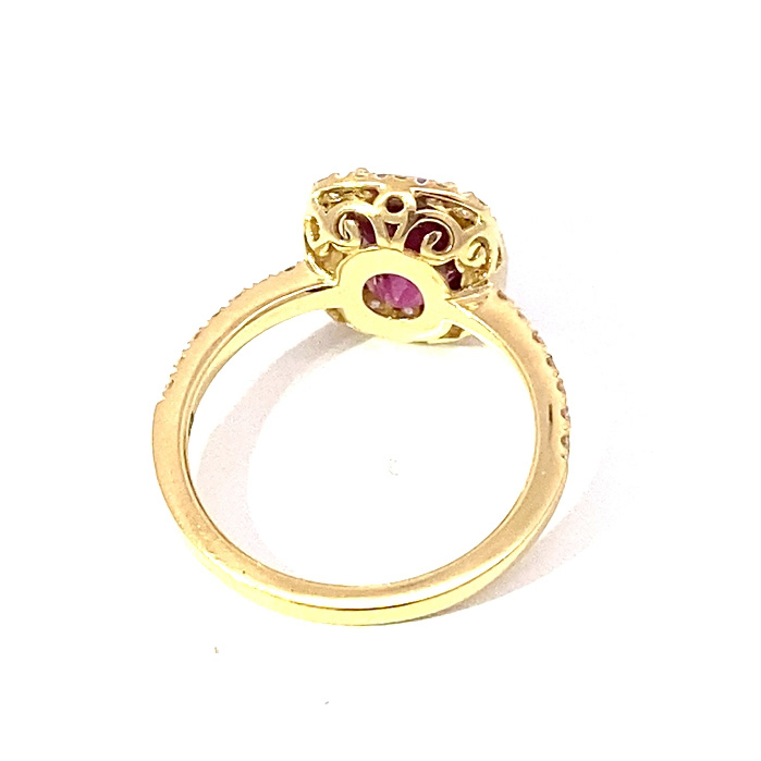 Rhodonite Brilliant Ring 3.34 ct 0.55 ct 750 Yellow Gold... more beautiful than the most expensive Ruby Ring