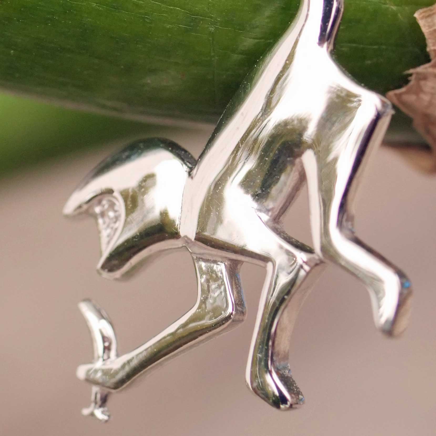 Monkey with Banana Pendant 750 White Gold Diamond 0.03 ct with Chain 37 x 15 mm 2.5 grams