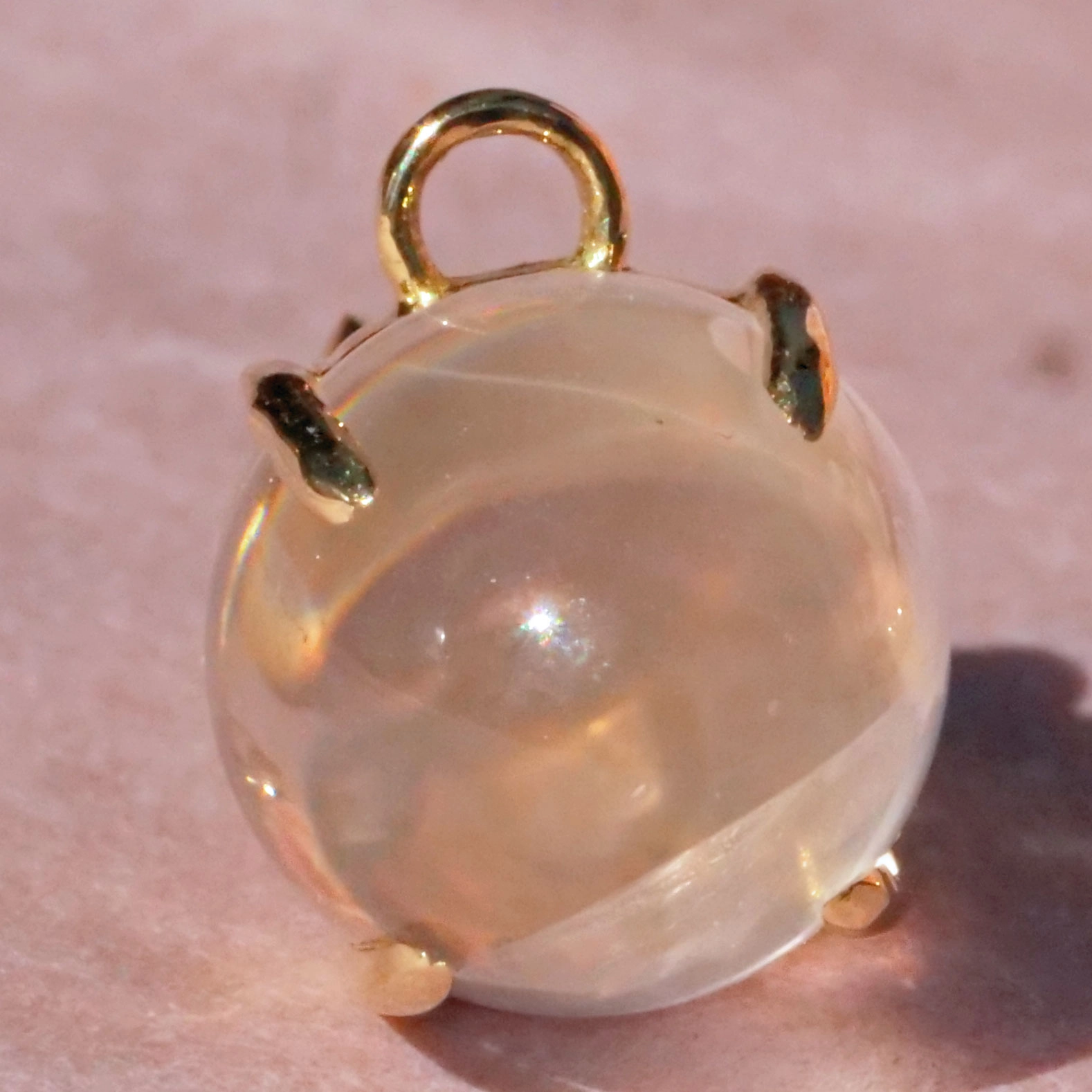 Snowflakes Obsidian Rosequartz Earrings 18 kt Yellowgold..wonderful natural Gems