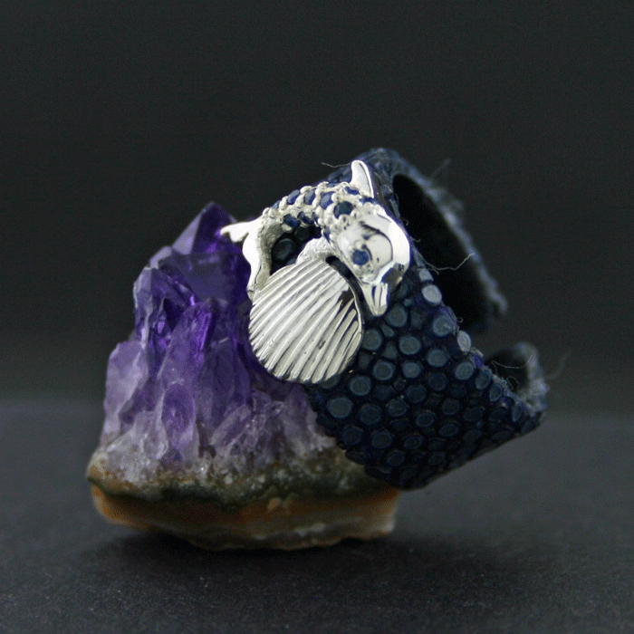 Saphir-Rochenhaut-Ring, 925/-Silber