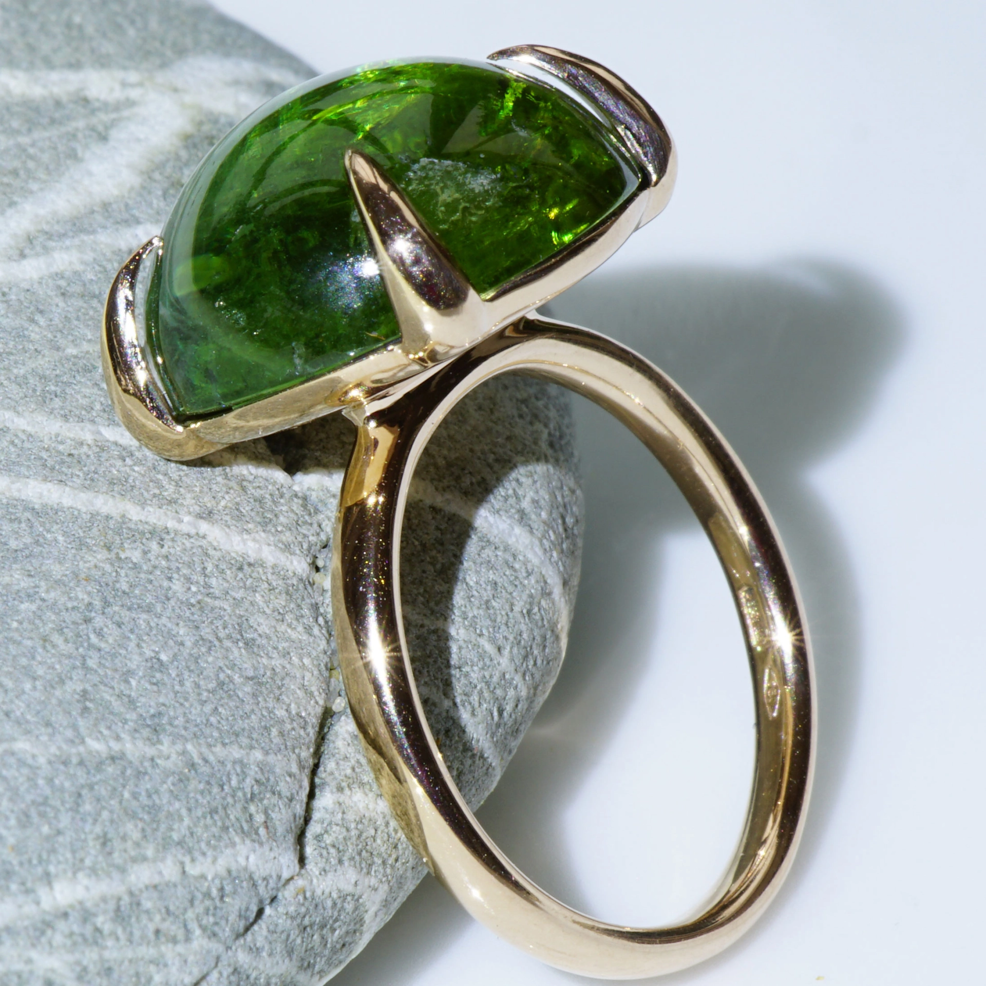 Tourmalin Ring 18 kt Rosegold green-blue Bubble