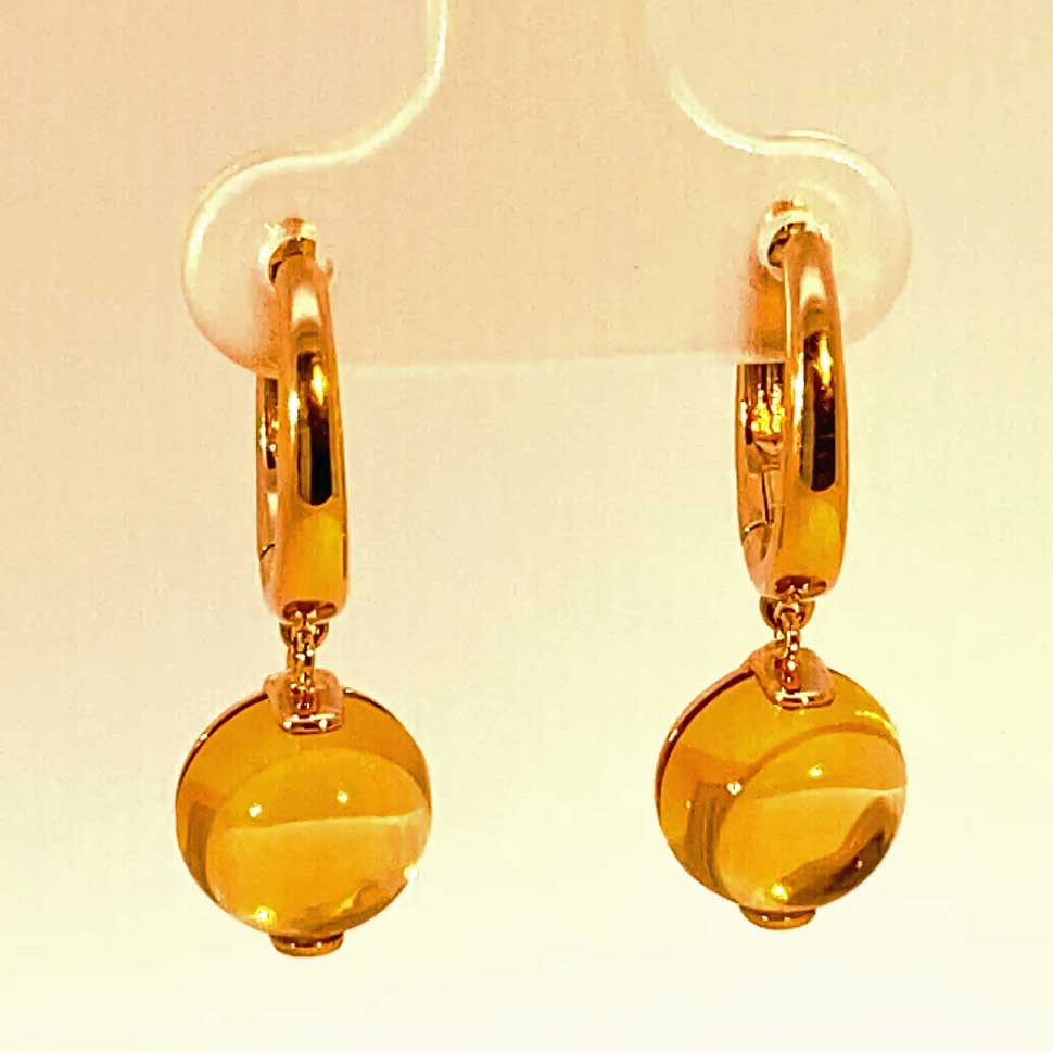 Elegant Citrin Earrings 18 kt Yellowgold 5.71 ct golden Sunshine