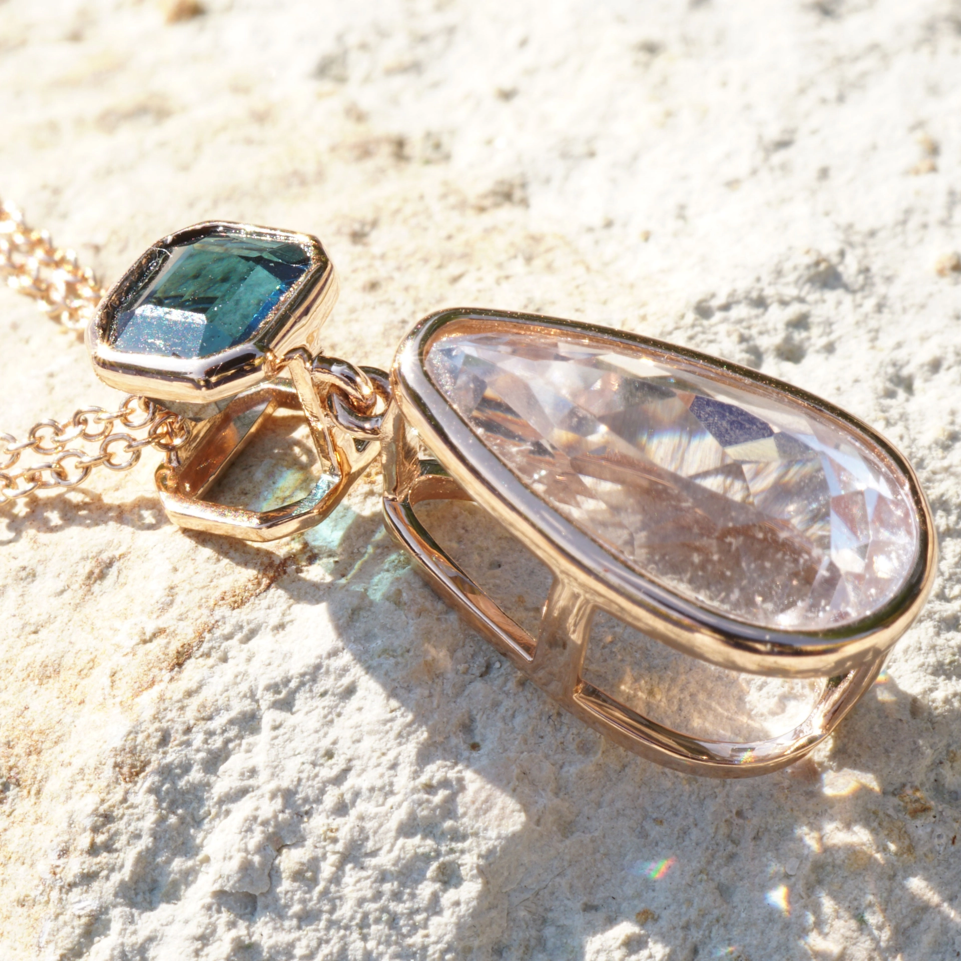 Blue-pink Color sensation....kunzite and indigolith
