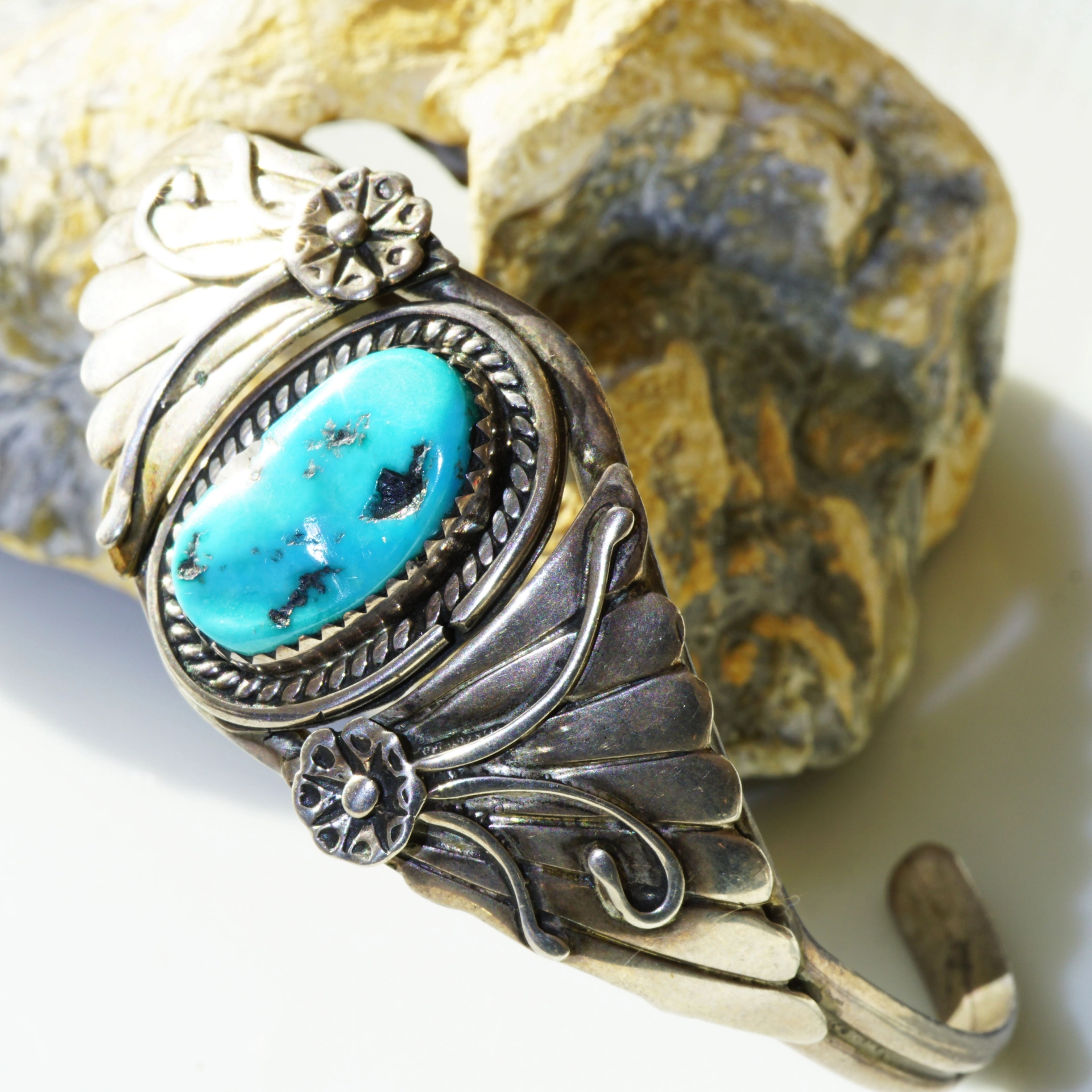 Bracelet Art Nouveau Style 925 Sterlingsilver Turquoise.......signed by Goldsmith