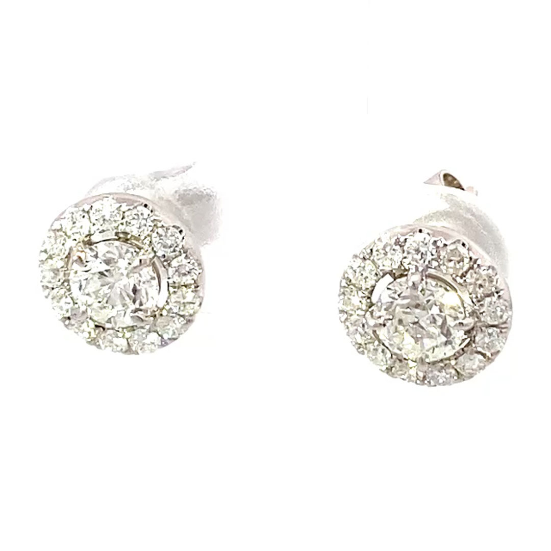 GIA certified full Cut Brilliant Earrings total 1 ct TW / VVS-VS White Gold 18 kt