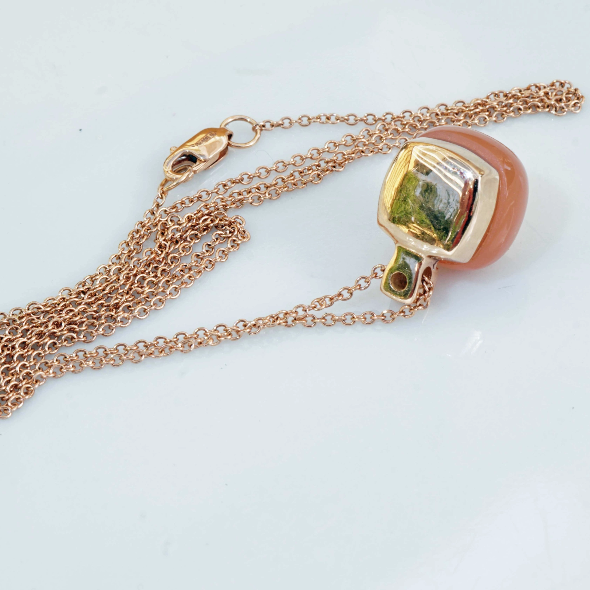Moonstone Brilliant Pendant with Chain 18 kt Rose Gold...perfekt floating Effect