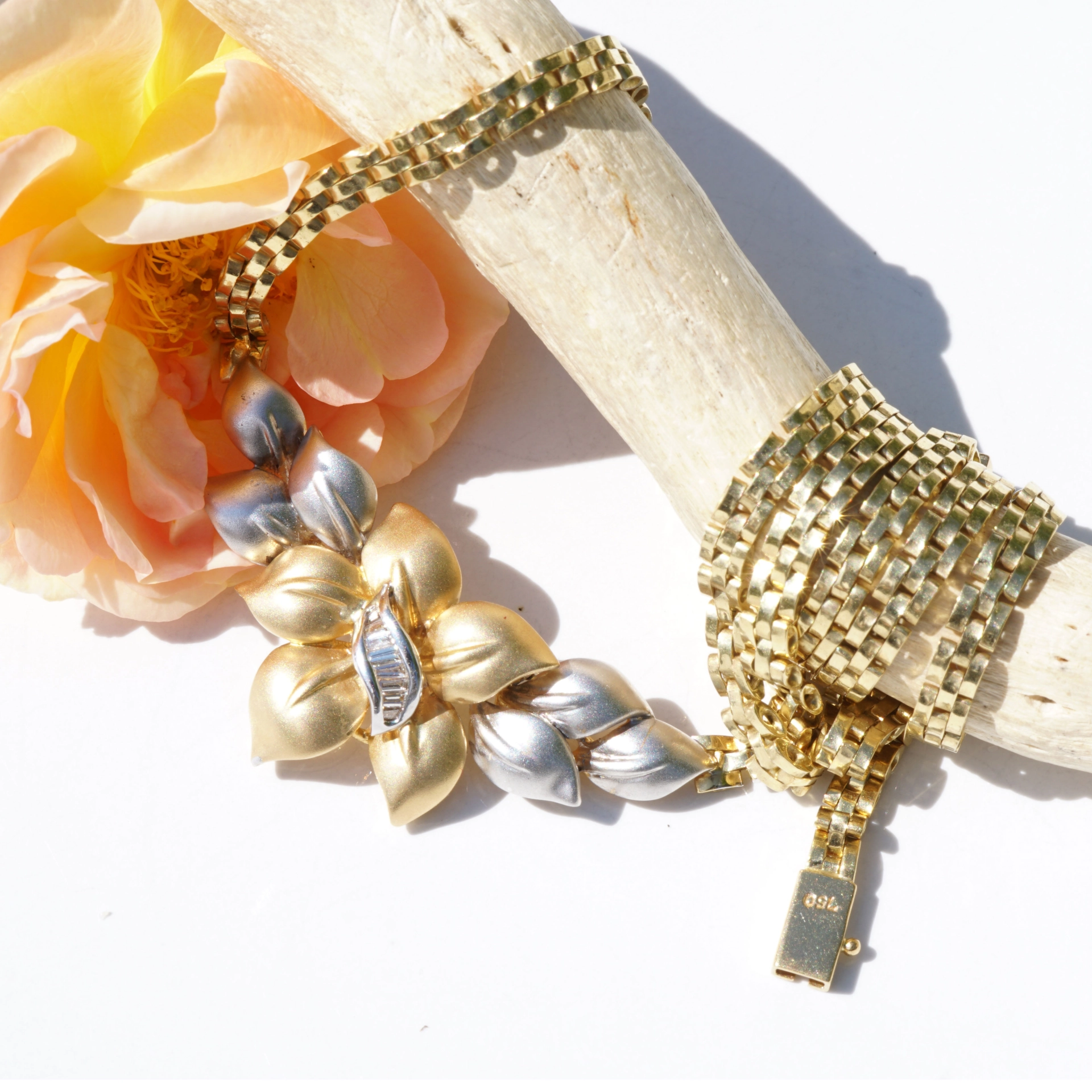 Diamond Necklace in Form of Petal Arrangement...Diamonds and 18kt Gold