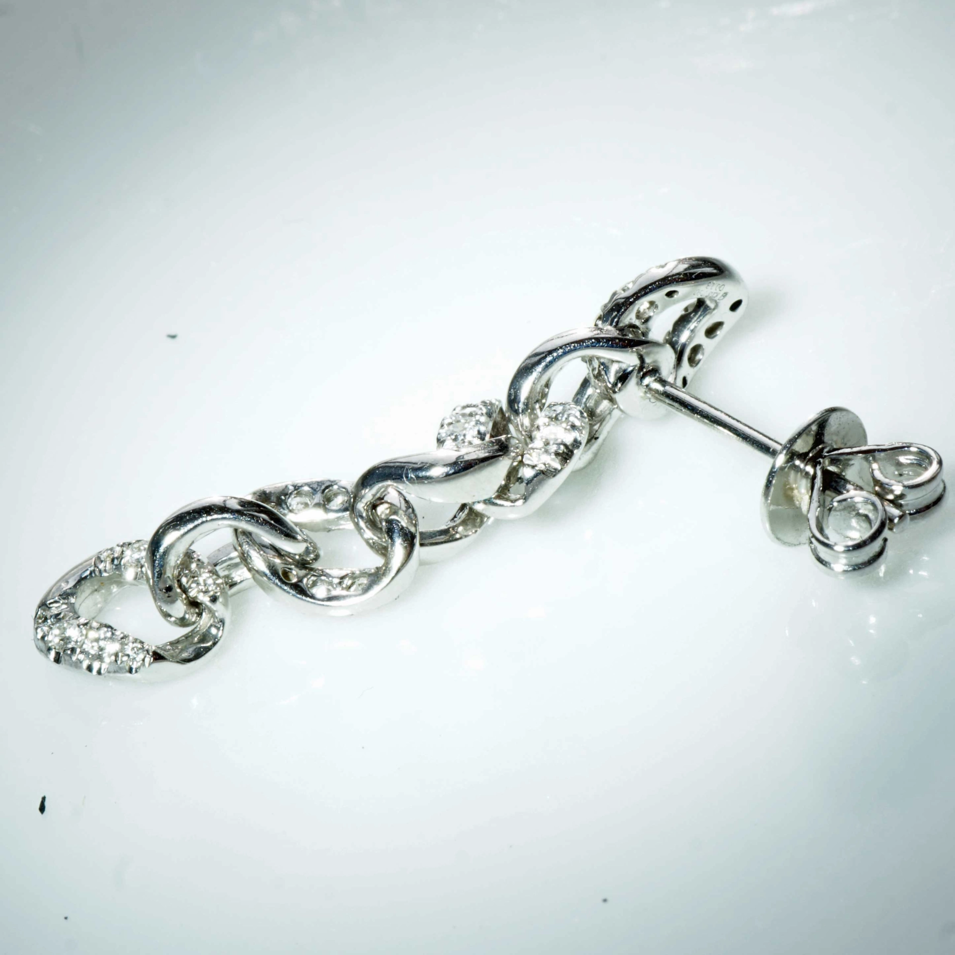 Brilliant Earrings with Studs Armor Links 0.26 ct 18 kt White Gold...fits great to Gold Jewellery