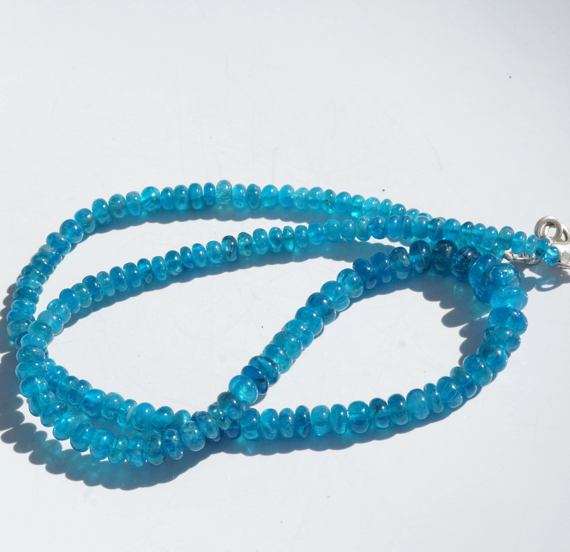 Caribbean blue Apatit Kette 925er Silber Naturfarbe ....Wahnsinns Blau