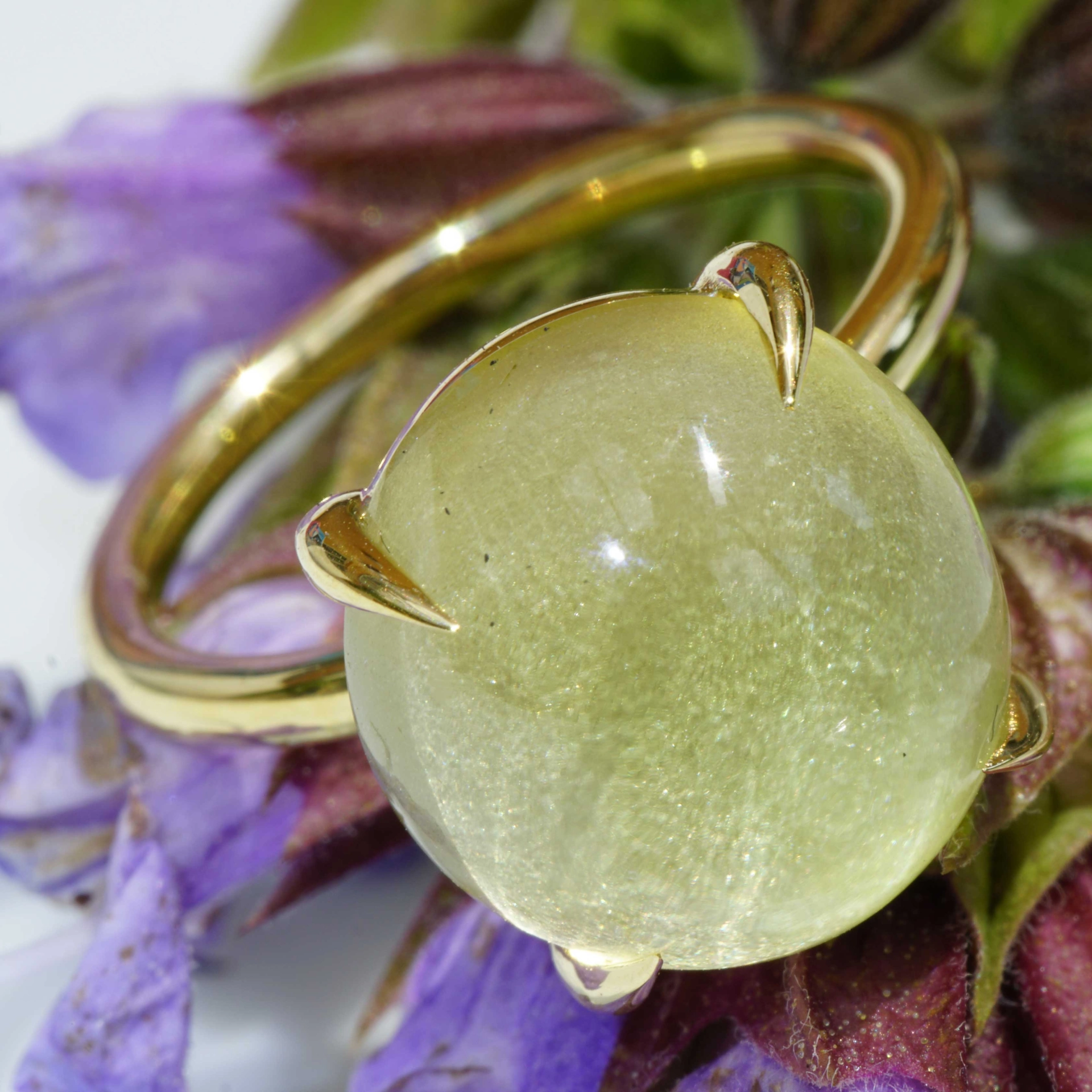 Lemon Quartz Ring 13x12 mm 18kt Yellow Gold...perfect Combination Ring