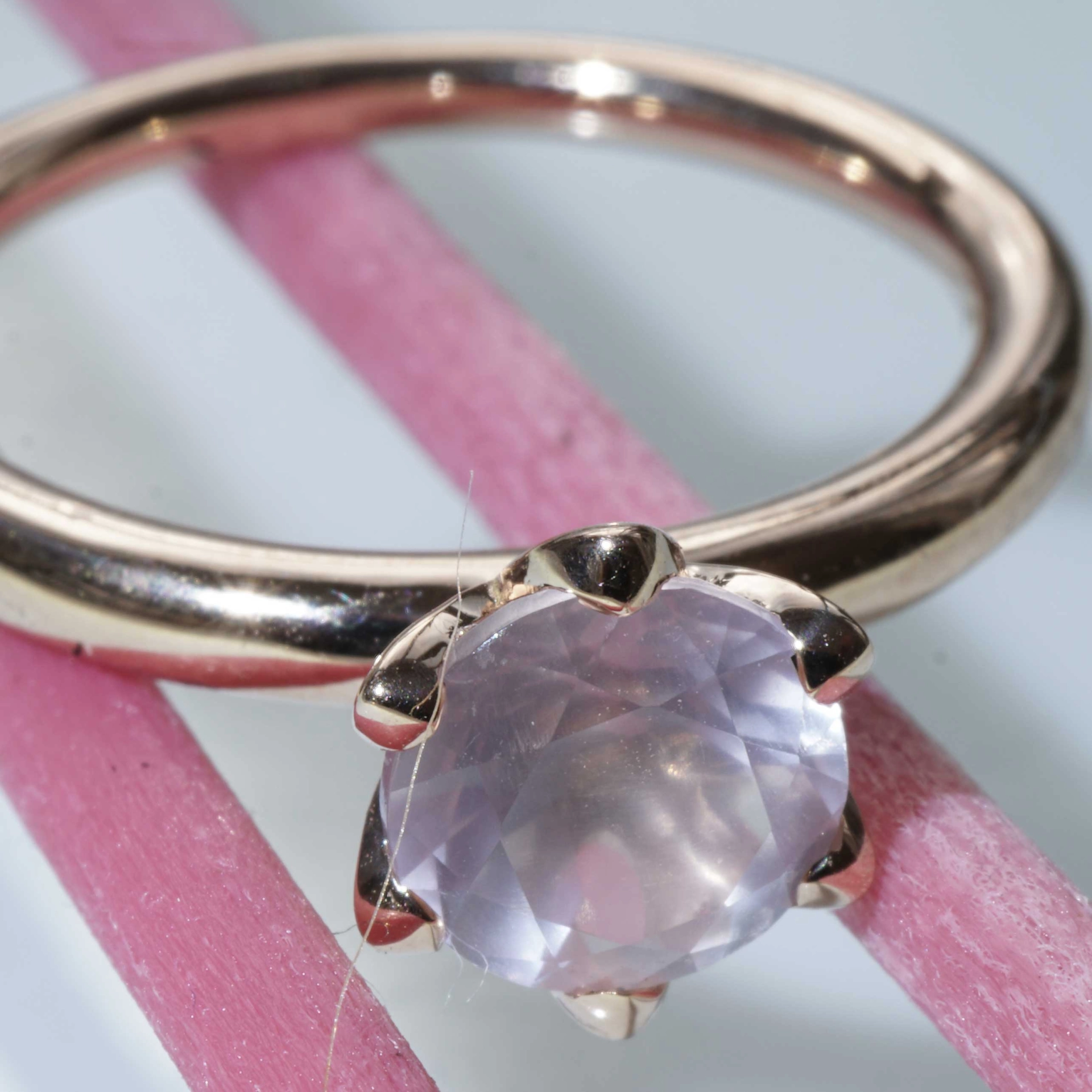 Bestseller Combination Ring made in Valenza...18 kt Rose Gold with Rose Quartz