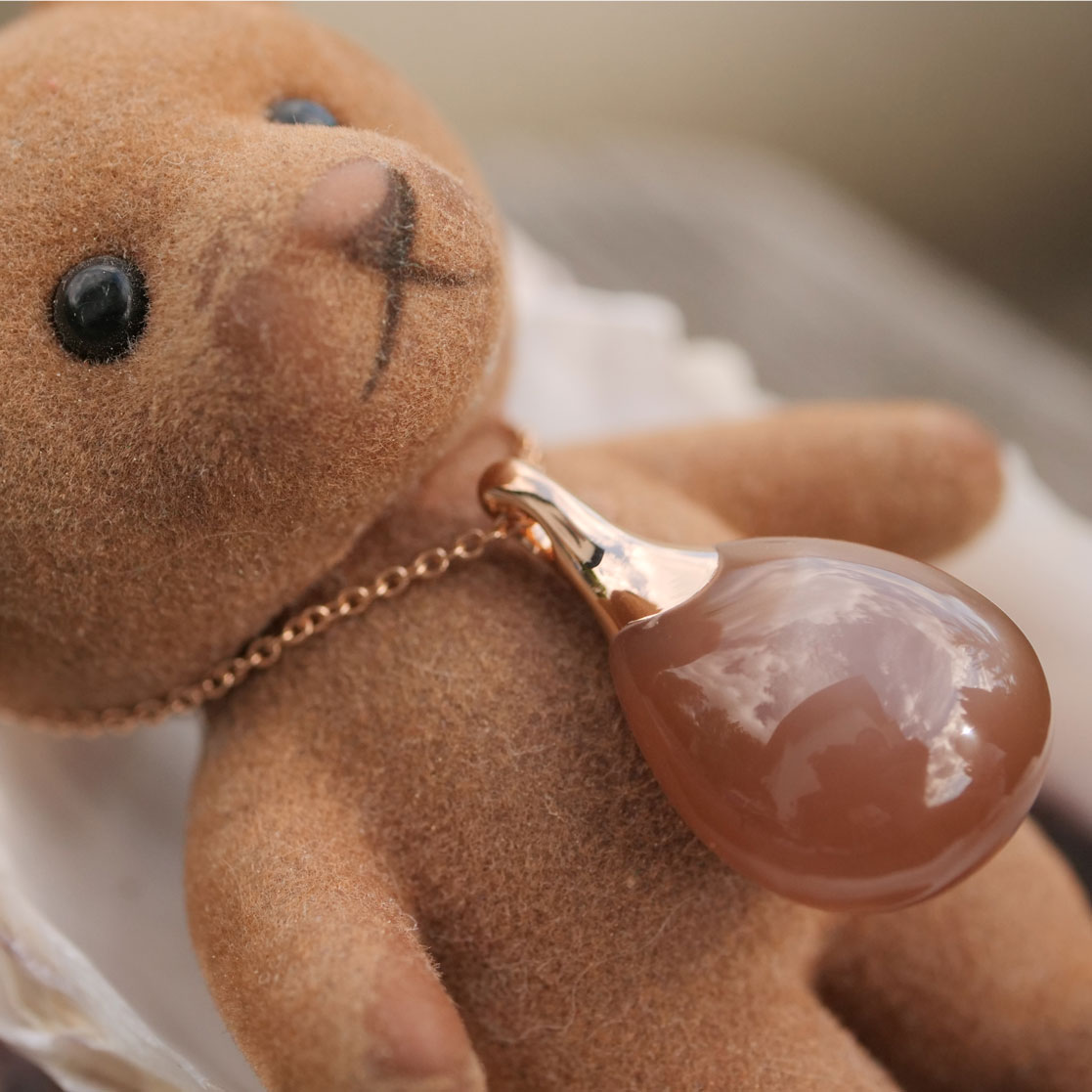 Moonstone Pendant w. Chain 750 Rose Gold cool Design 21.5 ct made in Italy