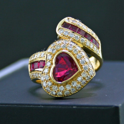Rubin-Brillant-Ring, 750/-GG.