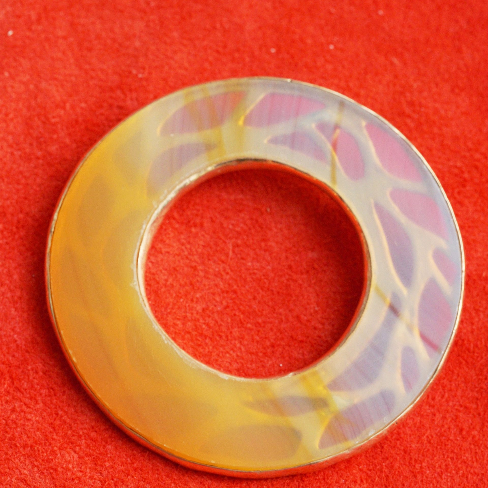 Silversmith's Work Fire Wheel Agate Disc in Color Gradations 925 Silver