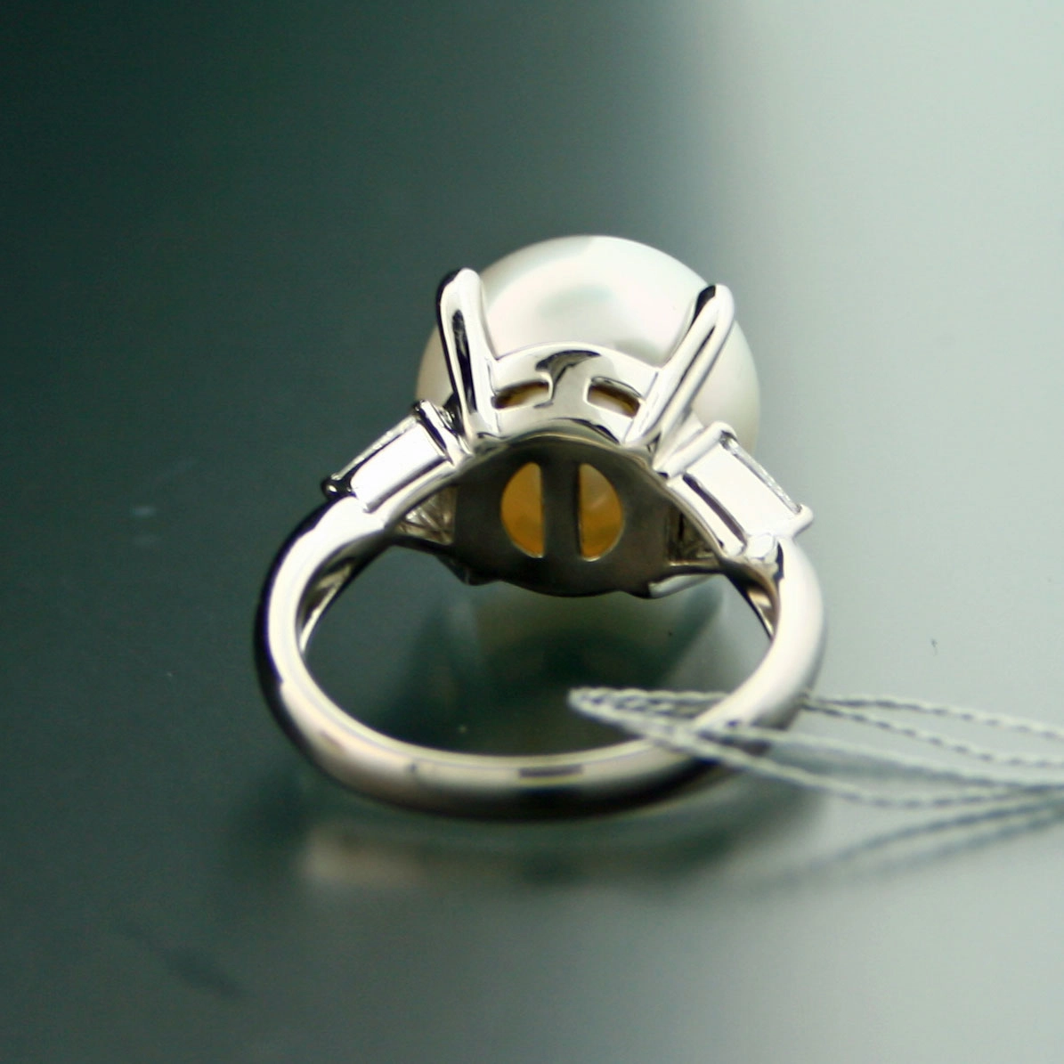 Südsee-Zuchtperl-Diamant-Ring, 900er-Platin,