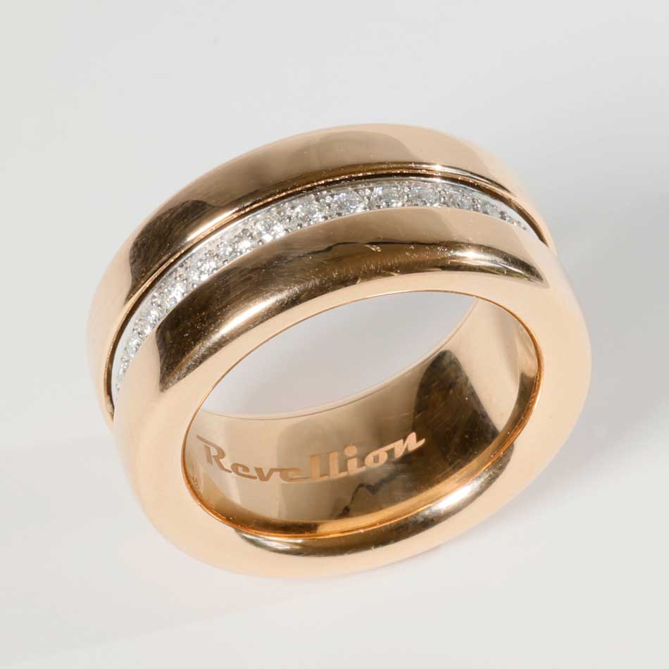 Cool Ring by Jörg Heinz Model Revellion in 750 Rosegold with Steel 0.68 ct