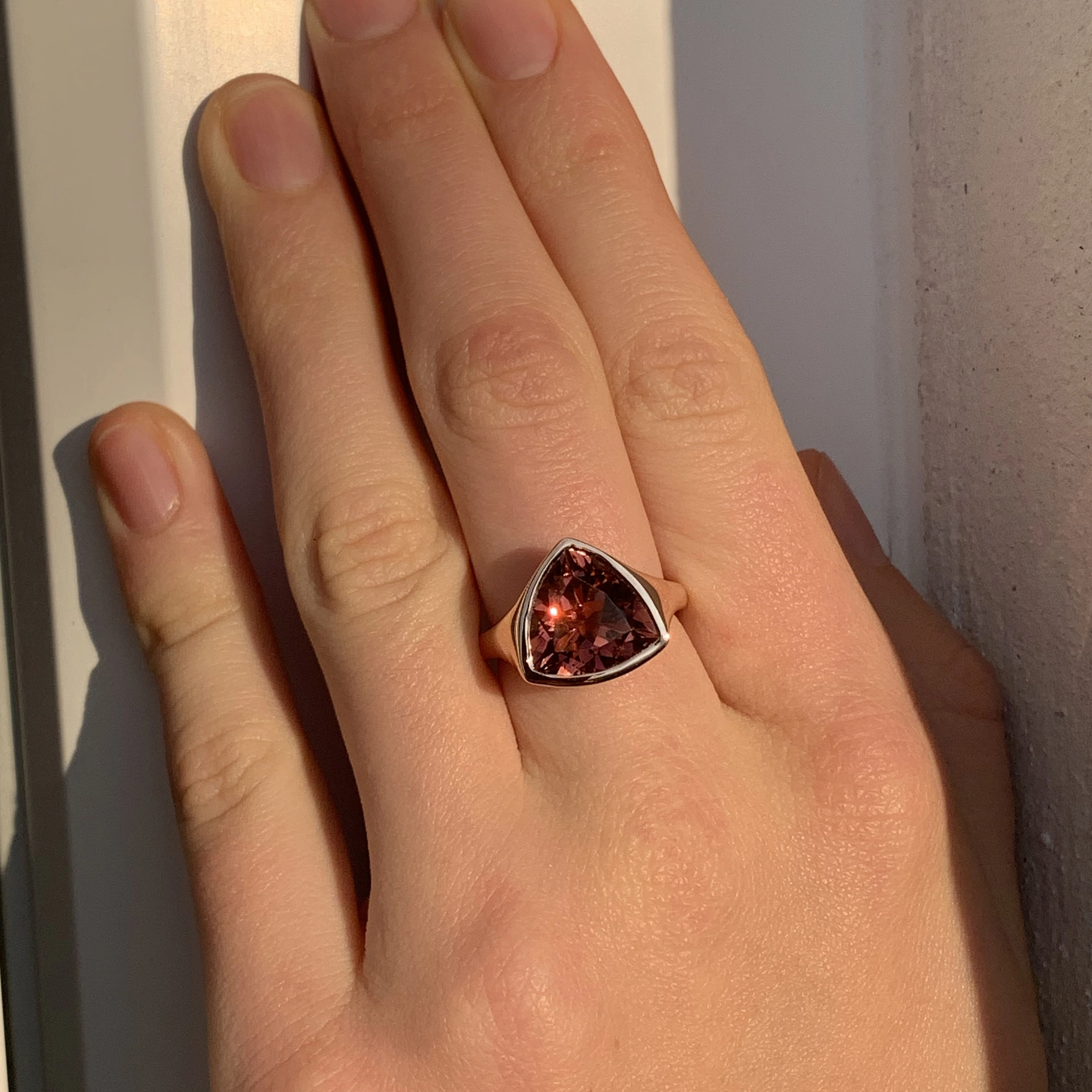 Turmalin Ring 750er Rosegold rot-orange 5.34 ct 15 x 14 mm AAA+
