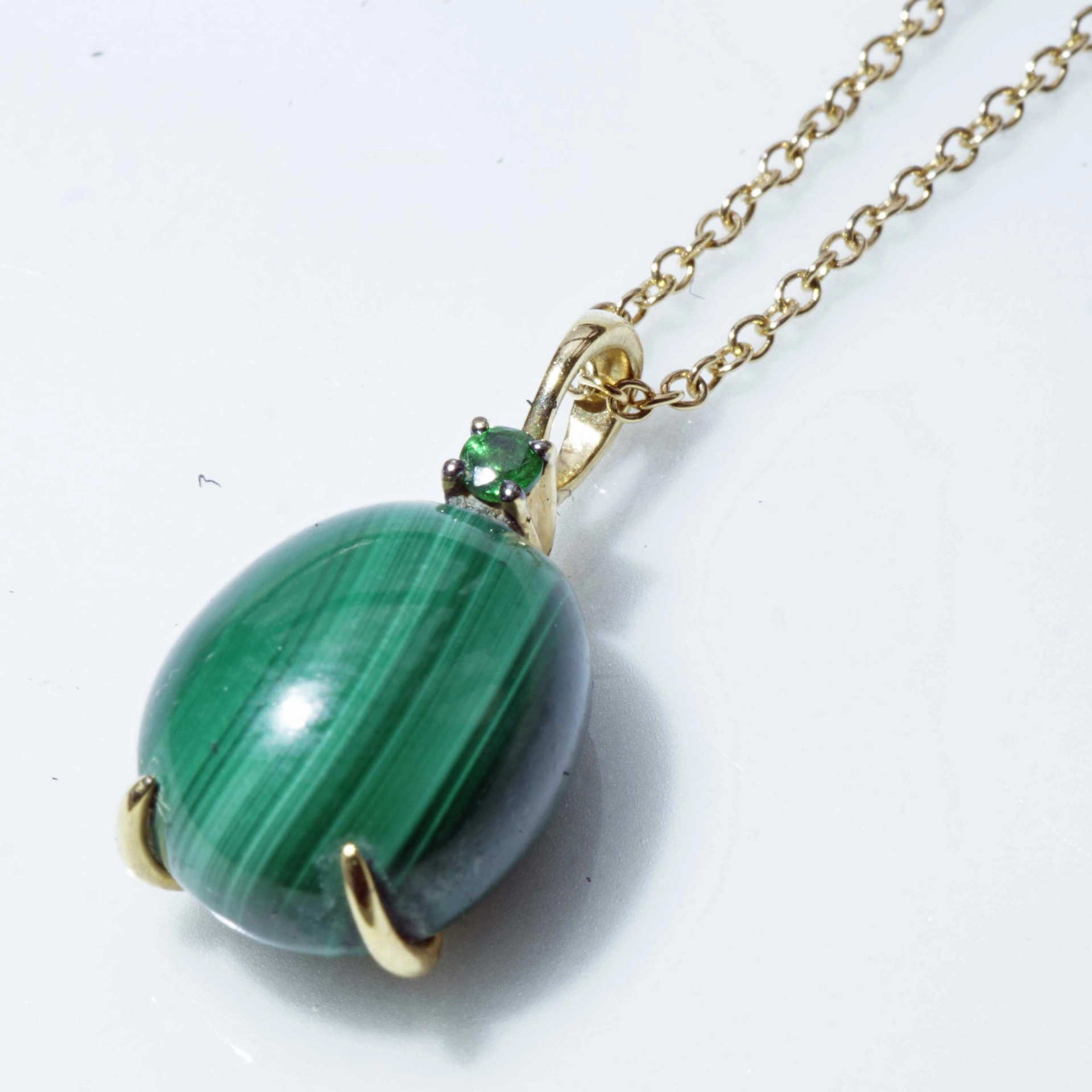 Drop Pendant...soo sweet...with Malachite  and tsavorithe...made in Italy