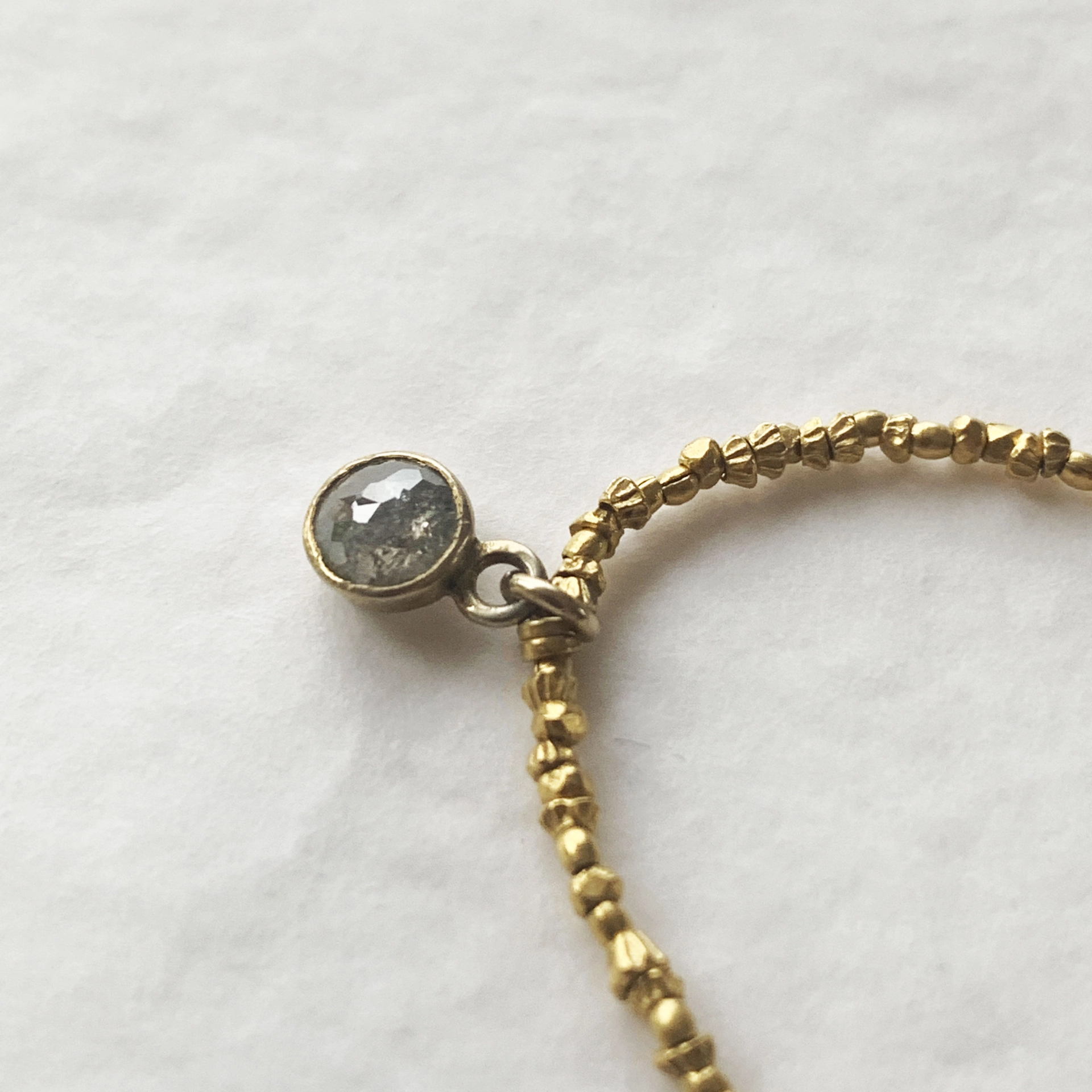 Kette 900er Feingold 8 Gramm mit Diamantrosen Anhänger Handarbeit feingliedrig