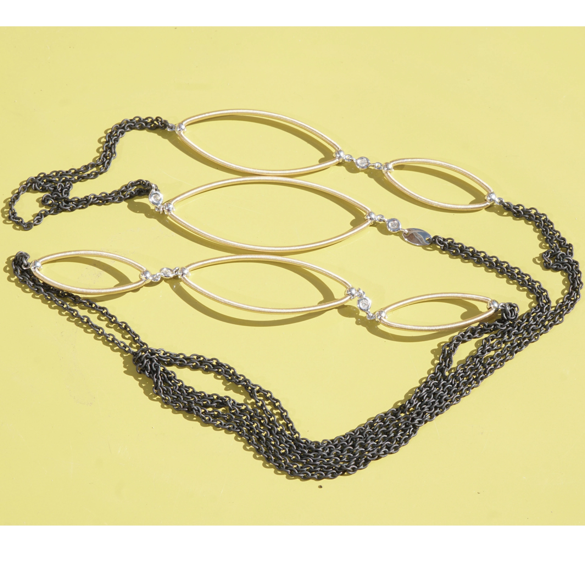 Brilliant Necklace Ivy 18 kt Yellow Gold Iron Wire Wrapping Präzion from Jewelery Silhouette Germany