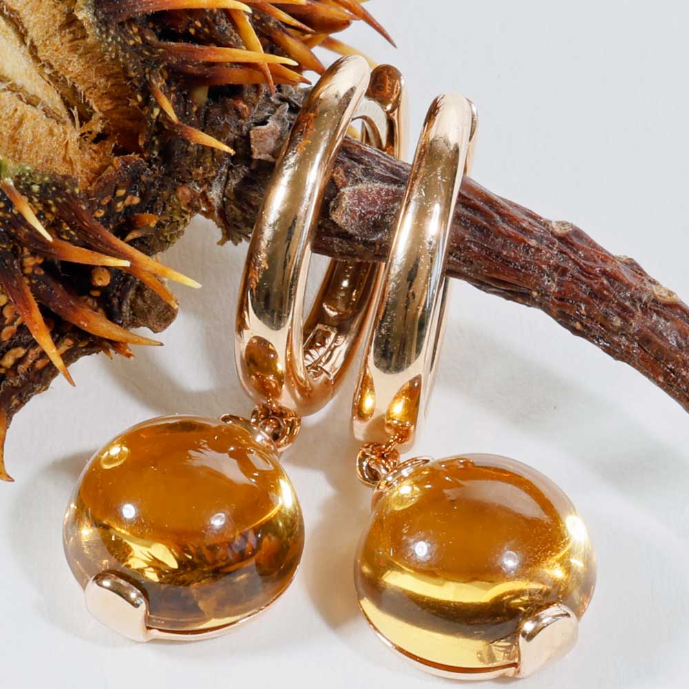 Elegant Citrin Earrings 18 kt Yellowgold 5.71 ct golden Sunshine