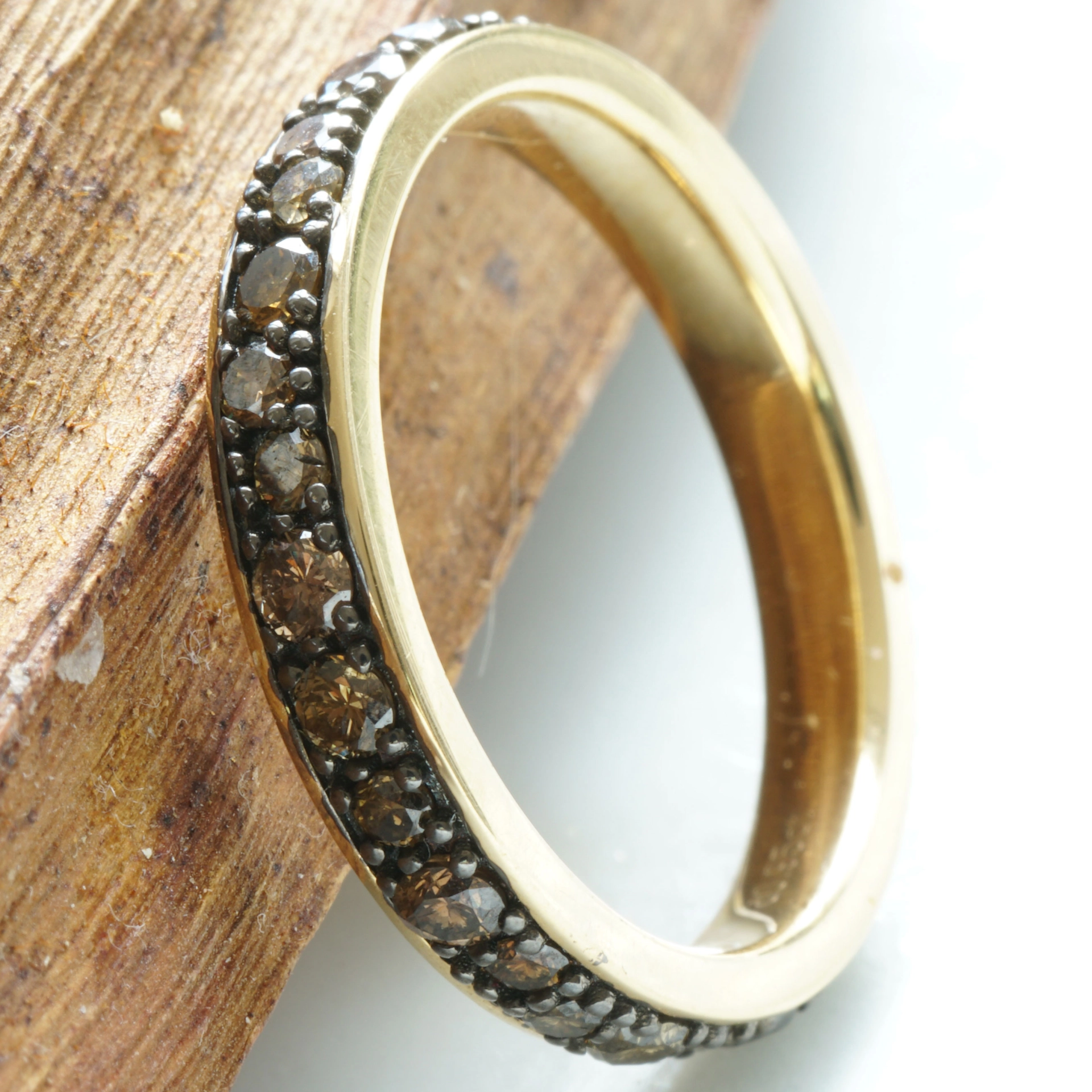 Memory Ring Yellowgold 18 kt Brown Diamonds Wonderful
