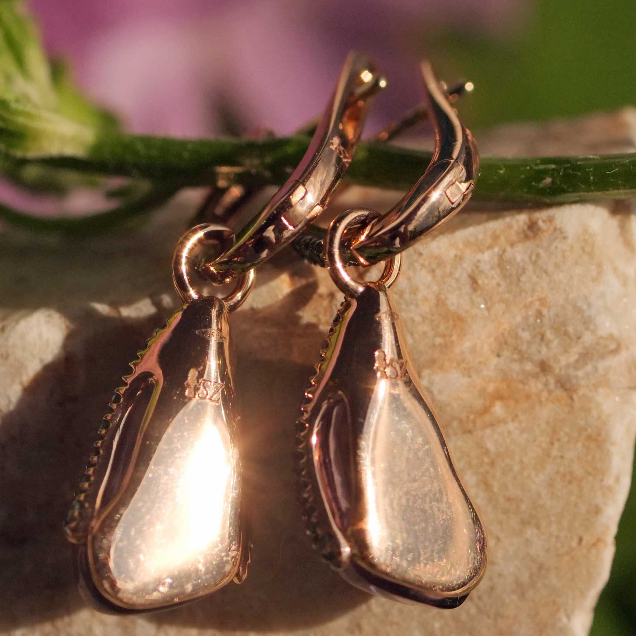 Amethyst Tsavorith Dangle Earrings 750 Rose Gold Fancy Special 5.5 ct 0.79 ct