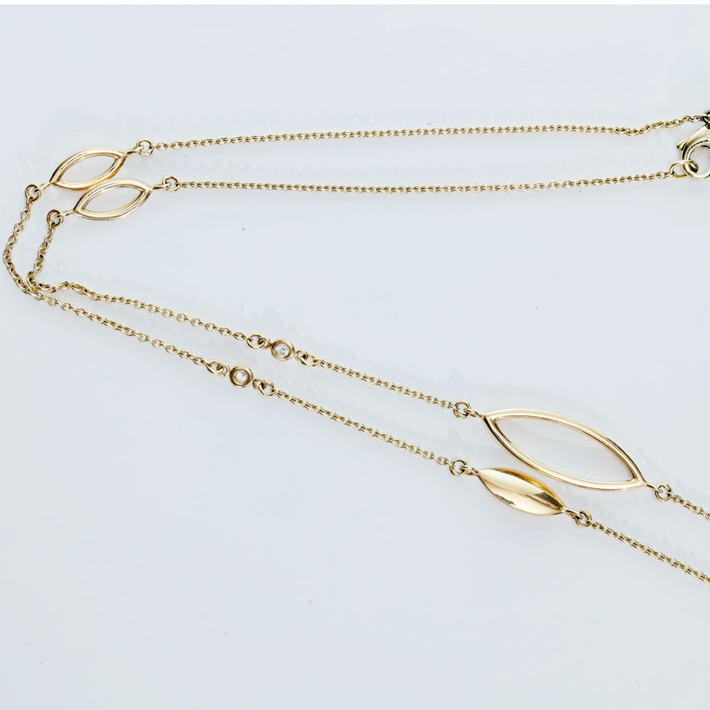 Brilliant Necklace by Silhouette Jewellery Pforzheim in 585 Yellow Gold 0.06 ct W SI