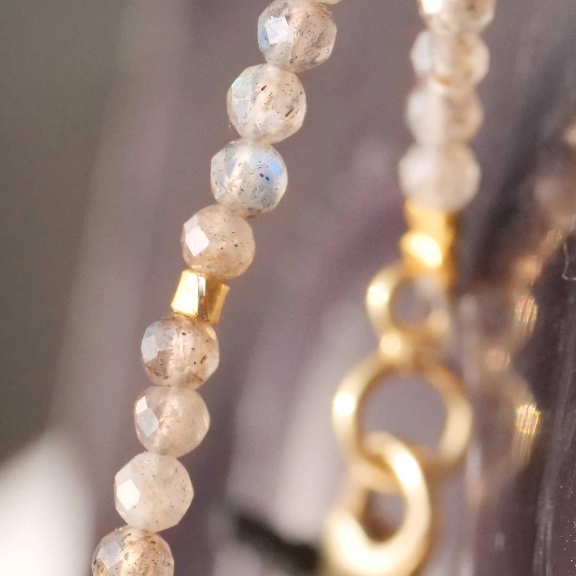 Labradorite Necklace with handmade Balls and elements in 585 and 900er Finegold ...so pretty