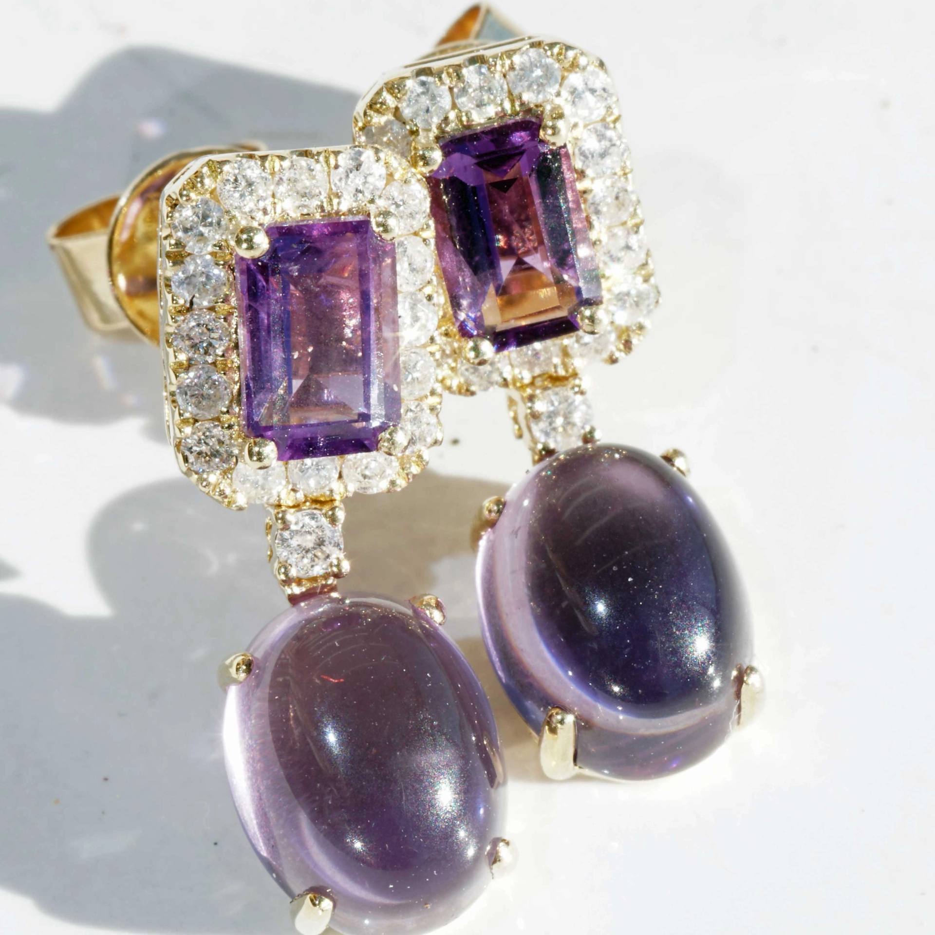 Amethyst Brilliant Earrings 4.60 ct 0.40 ct ....Color Purple to fall in Love