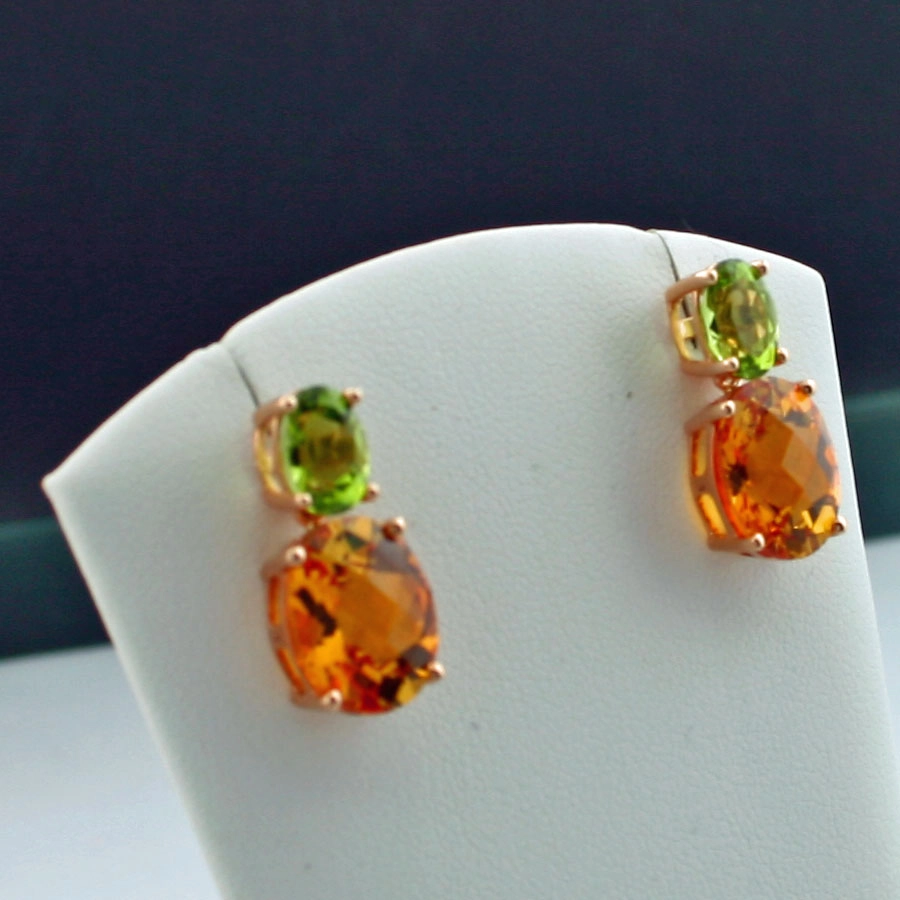 Edelstein-Ohrstecker mit Clip, 750er-Gold, Gelbgold