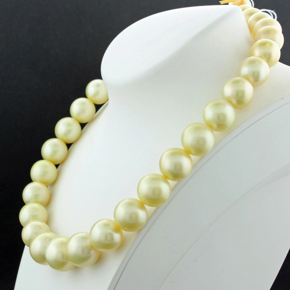 Südsee Zuchtperl Collier 12-15,7 mm lemongelb rund